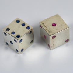 Pair of Silver Ruby Sapphire Dice