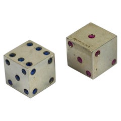 Pair of Silver Ruby Sapphire Dice