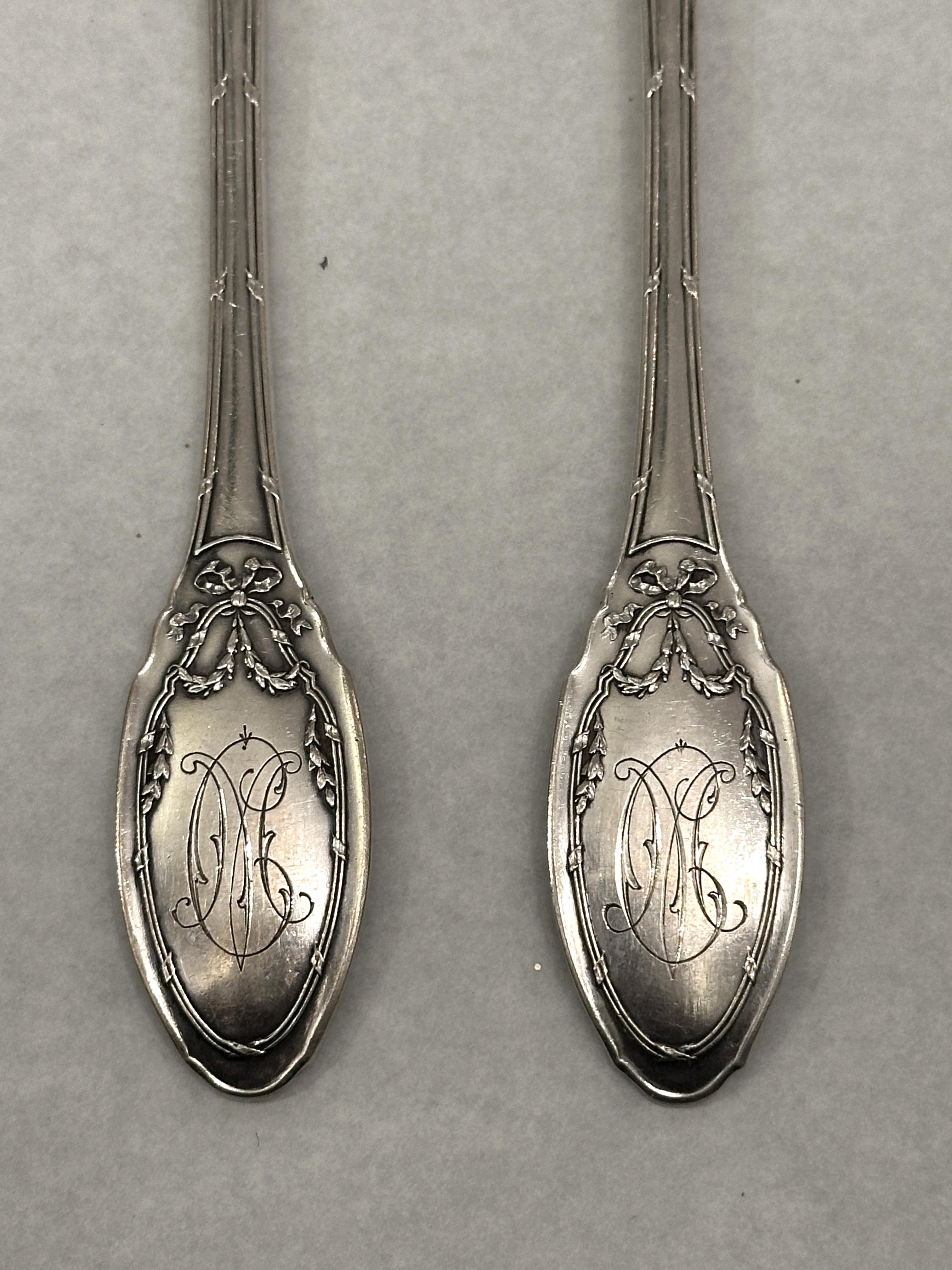 Argento Coppia di servitori da insalata in argento - Victor Boivin, Parigi, fine XIX secolo in vendita