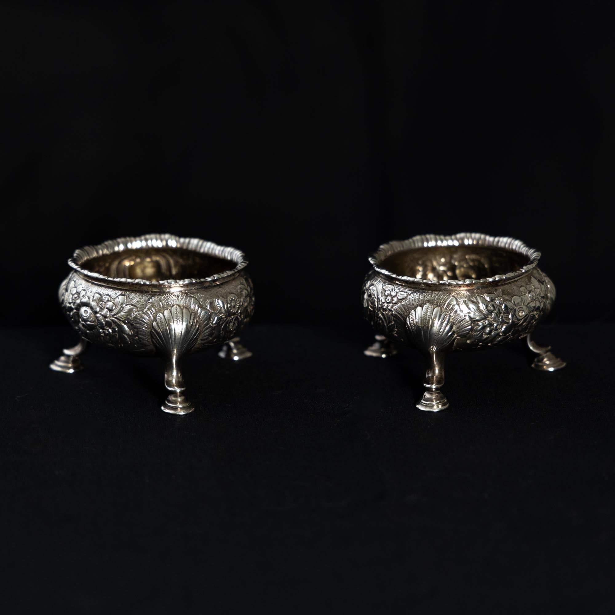 Pair of Silver Saliers, London, Mid-18th Century For Sale 1