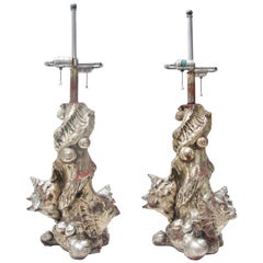 Pair of Silver Seashell Table Lamps