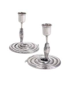Pareja de candelabros serpiente de plata de estilo moderno de mediados de siglo de 1954