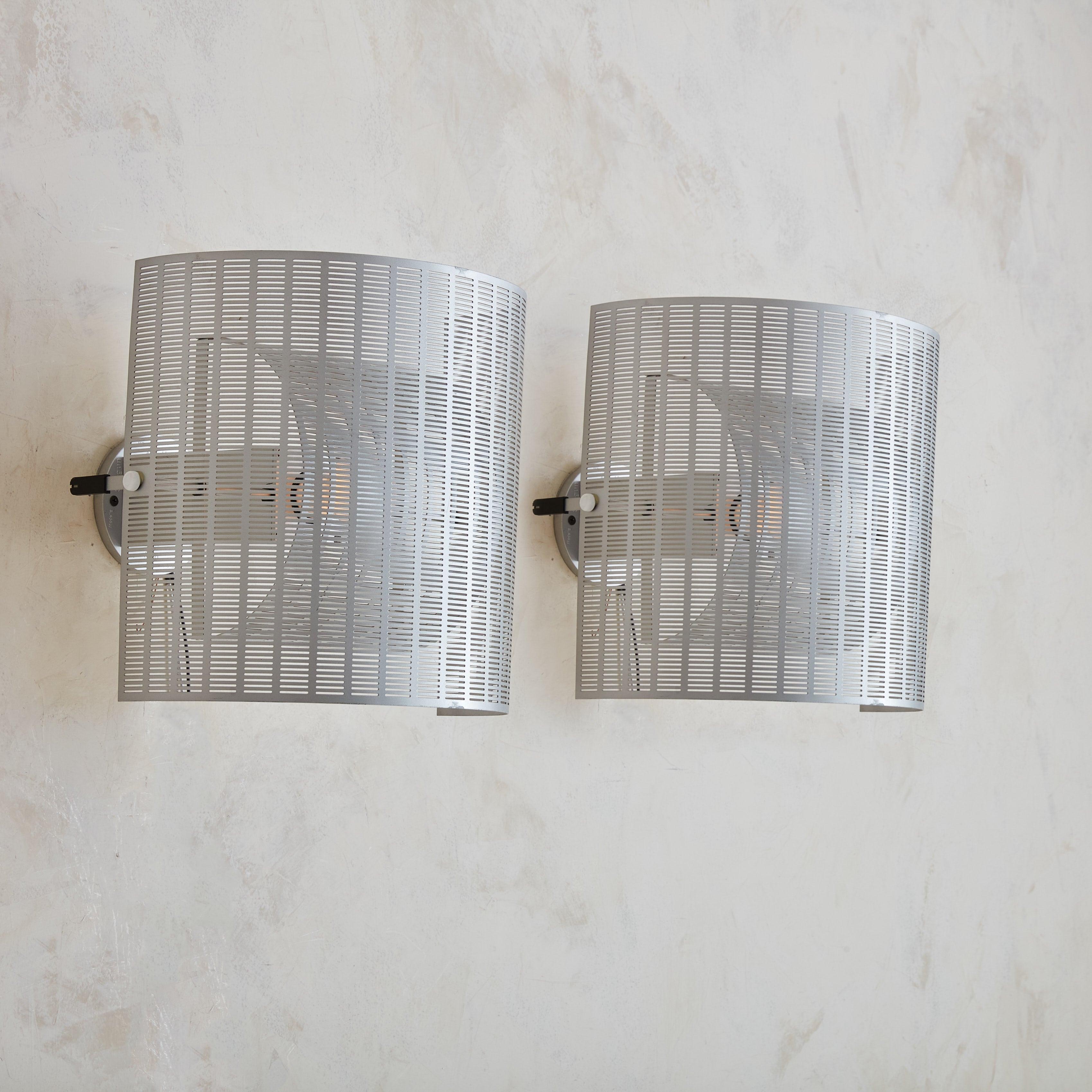 Italian Pair of Silver ‘Shogun’ Wall Sconces by Mario Botta for Artemide, Italy 1986