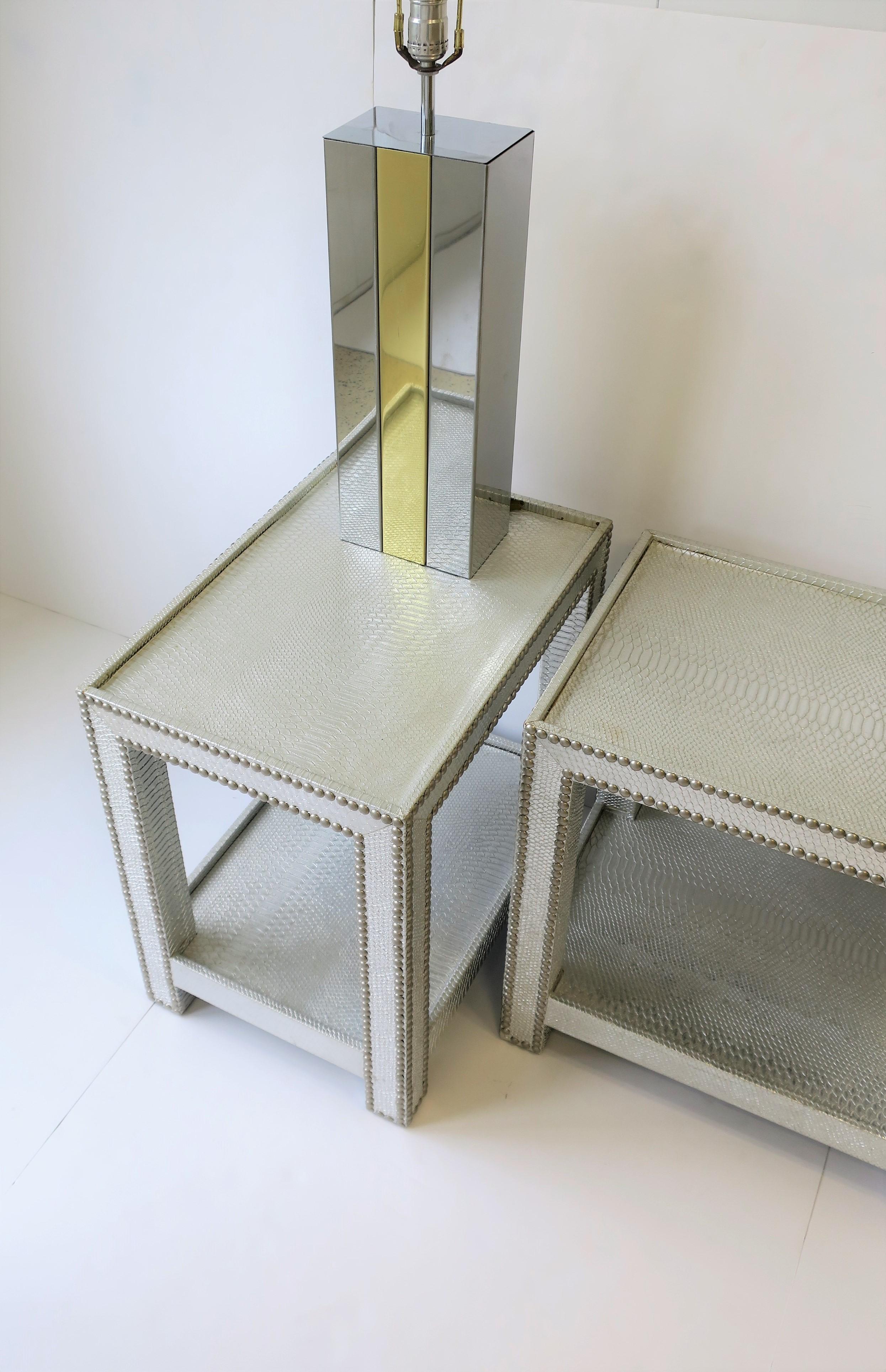 End or Nightstand Tables with Silver Snakeskin-esque Design 6
