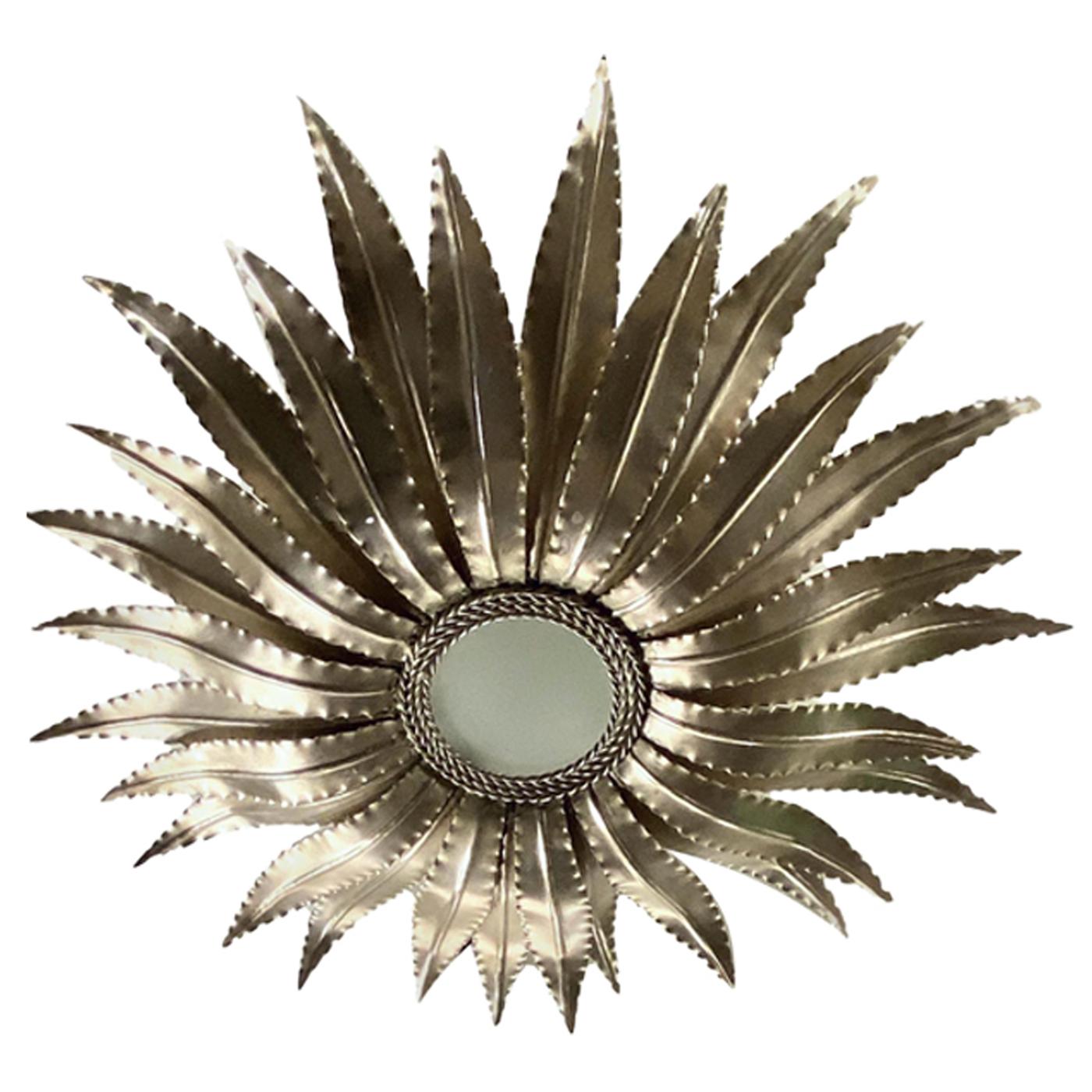Pair of Silver Sunburst Pendant Light Fixtures, Sold Individually For Sale