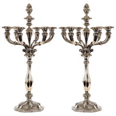 Pair of Silver Tiffany Six-Light Candelabra