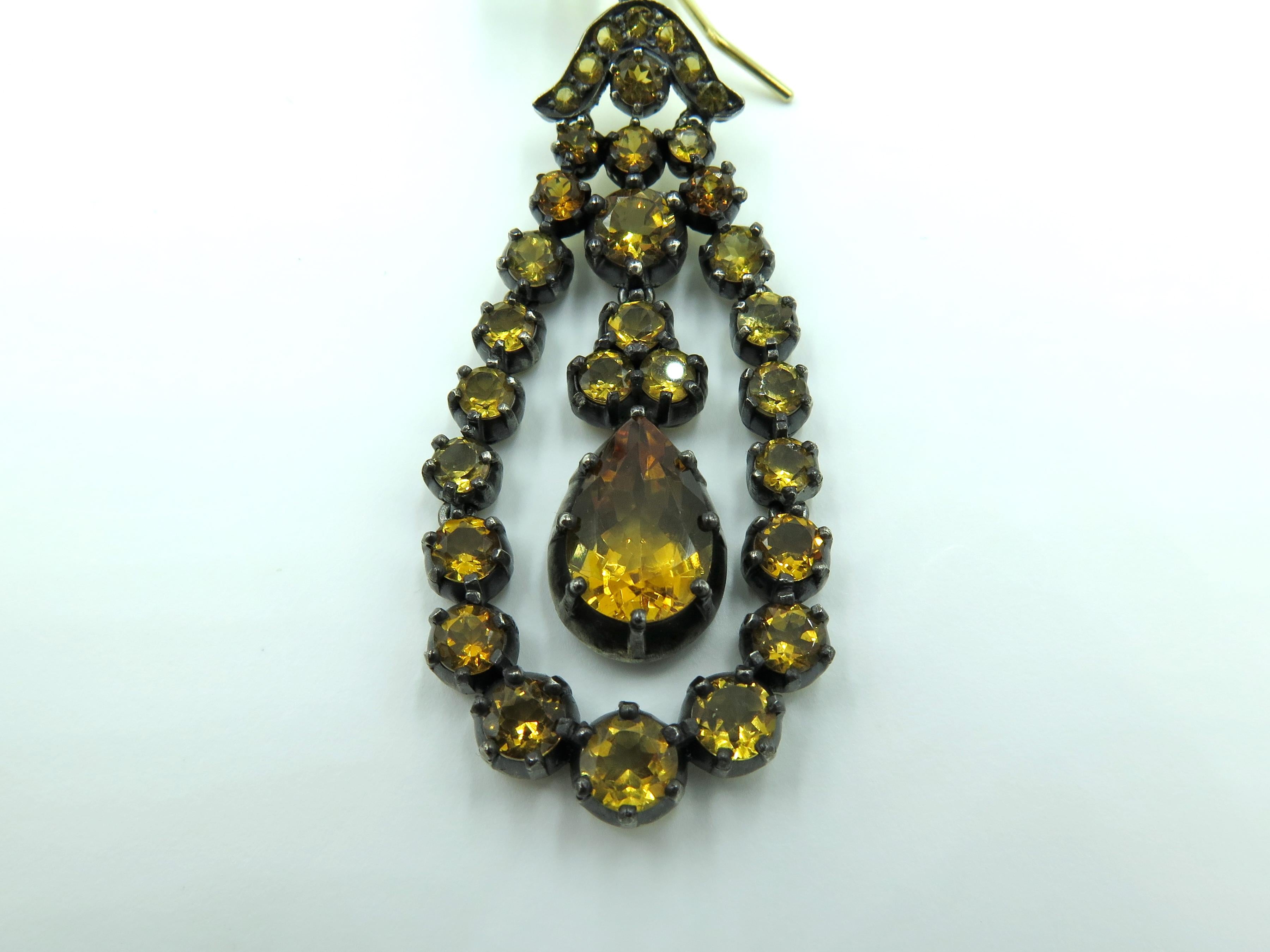 Pair of Silver Topped Gold and Citrine Earrings In Excellent Condition In New York, NY