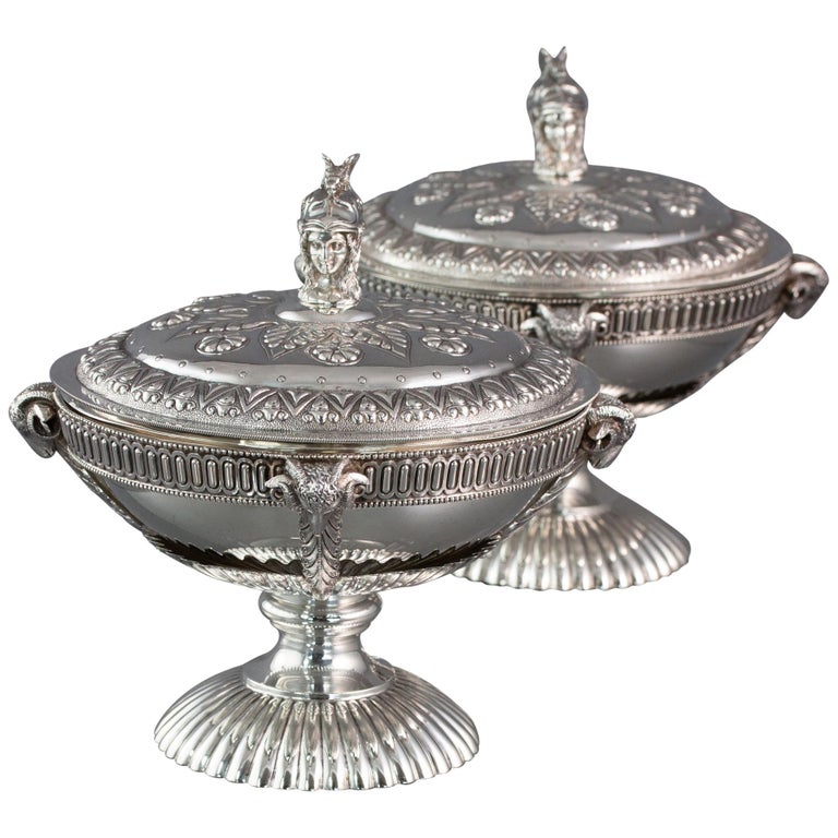 Pair of Silver Tureens or Serving Dishes London 1868 For Sale at 1stDibs