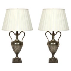 Pair of Silver Urn Form Lamps