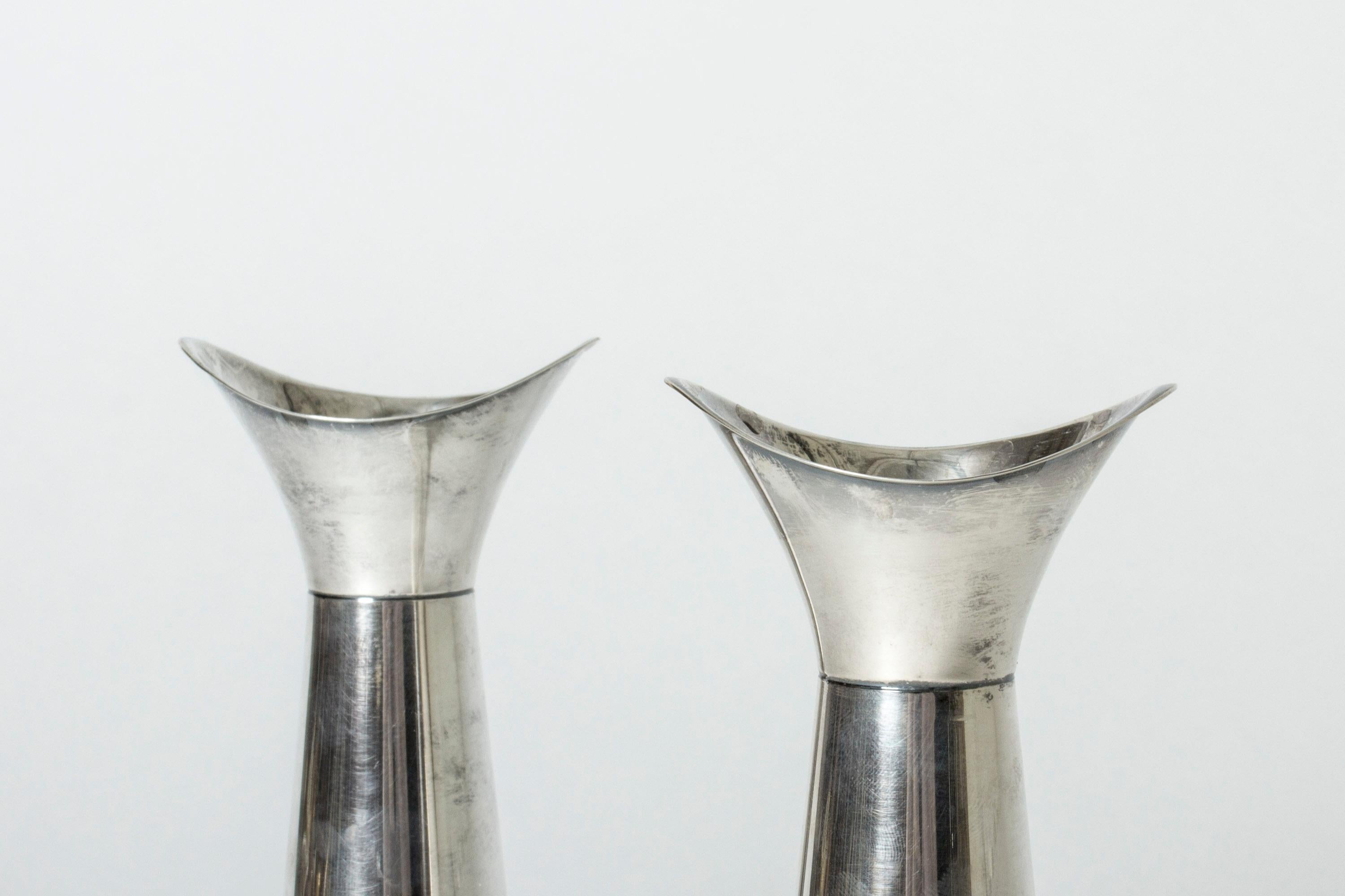Swedish Pair of Silver Vases, Gustaf Jansson, C. G. Hallberg, Sweden, 1961 For Sale