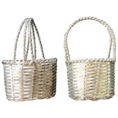 Pair of Silver Wire Miniature Decorative Baskets