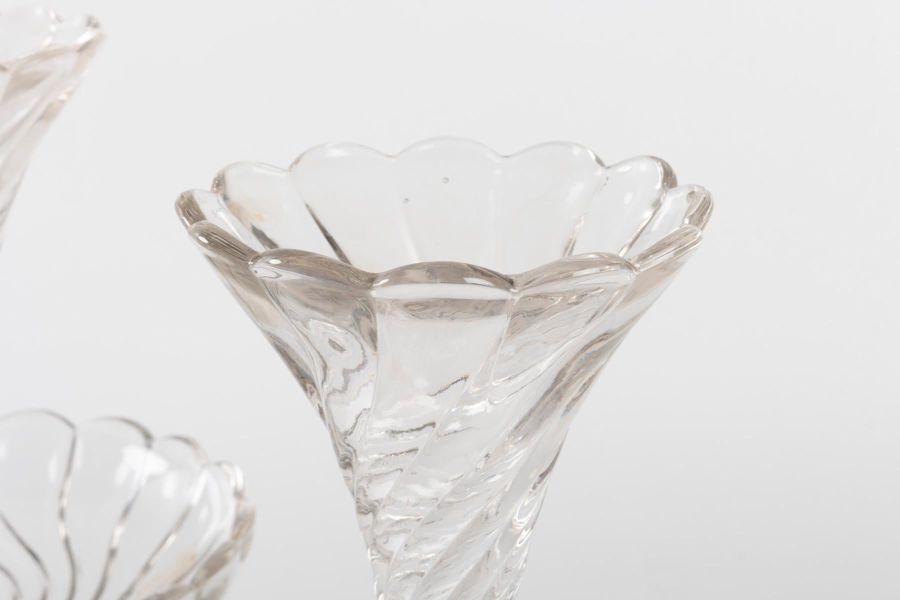 Early 20th Century Pair of Silvered and Crystal Metal Bouquetières, Art Nouveau, 1910 For Sale