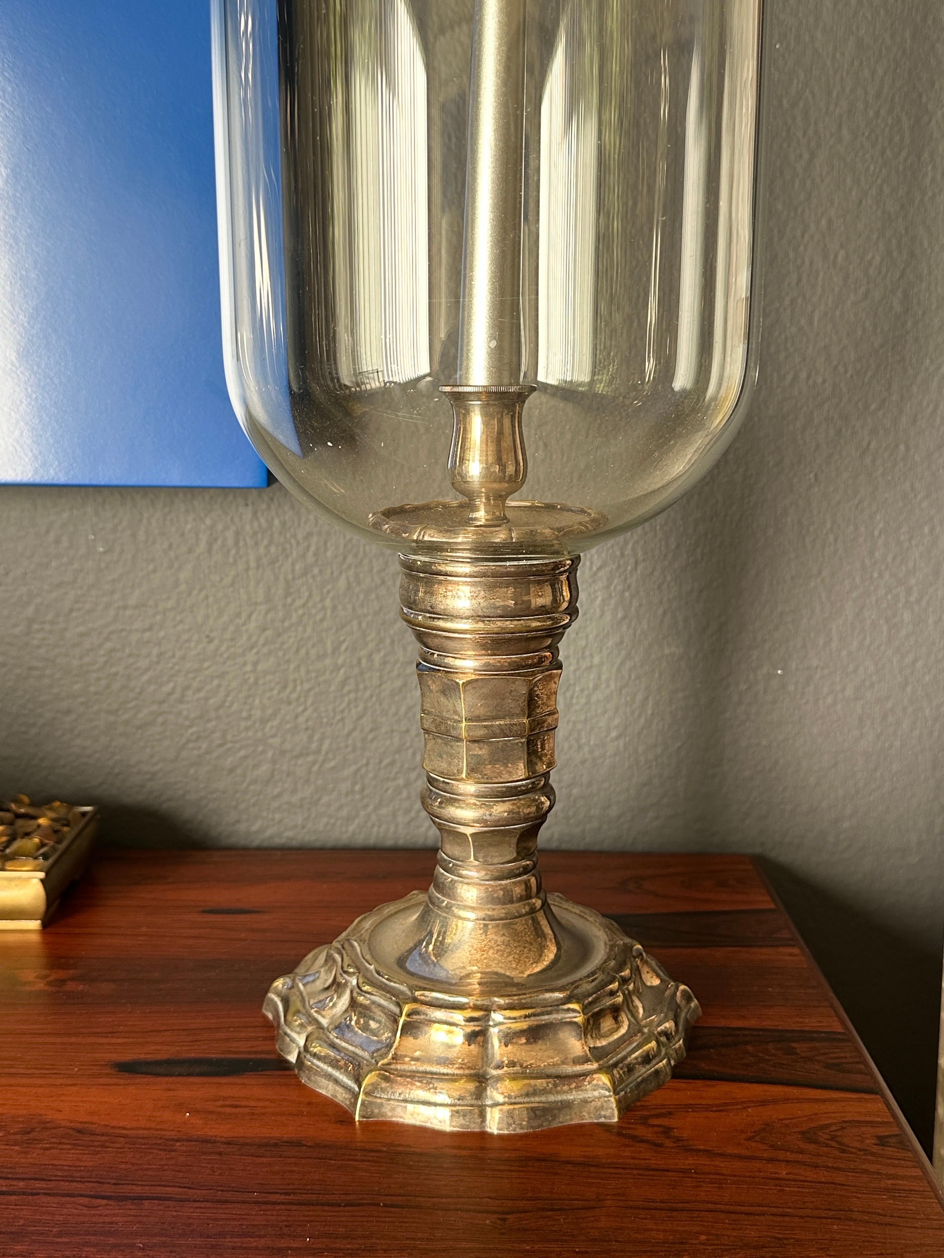 Pair of Silvered Brass Candle Hurricanes 3
