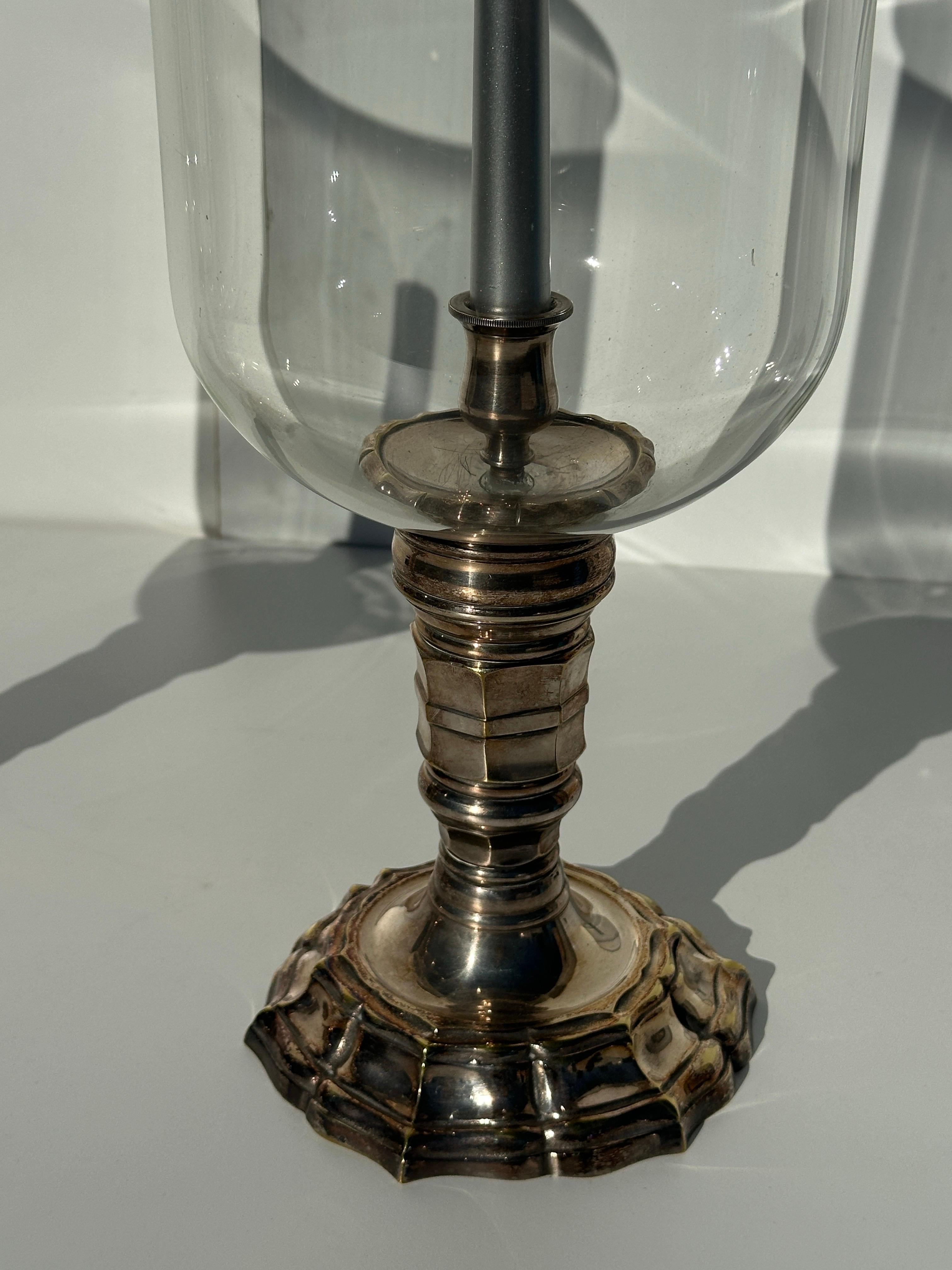 Pair of Silvered Brass Candle Hurricanes 5