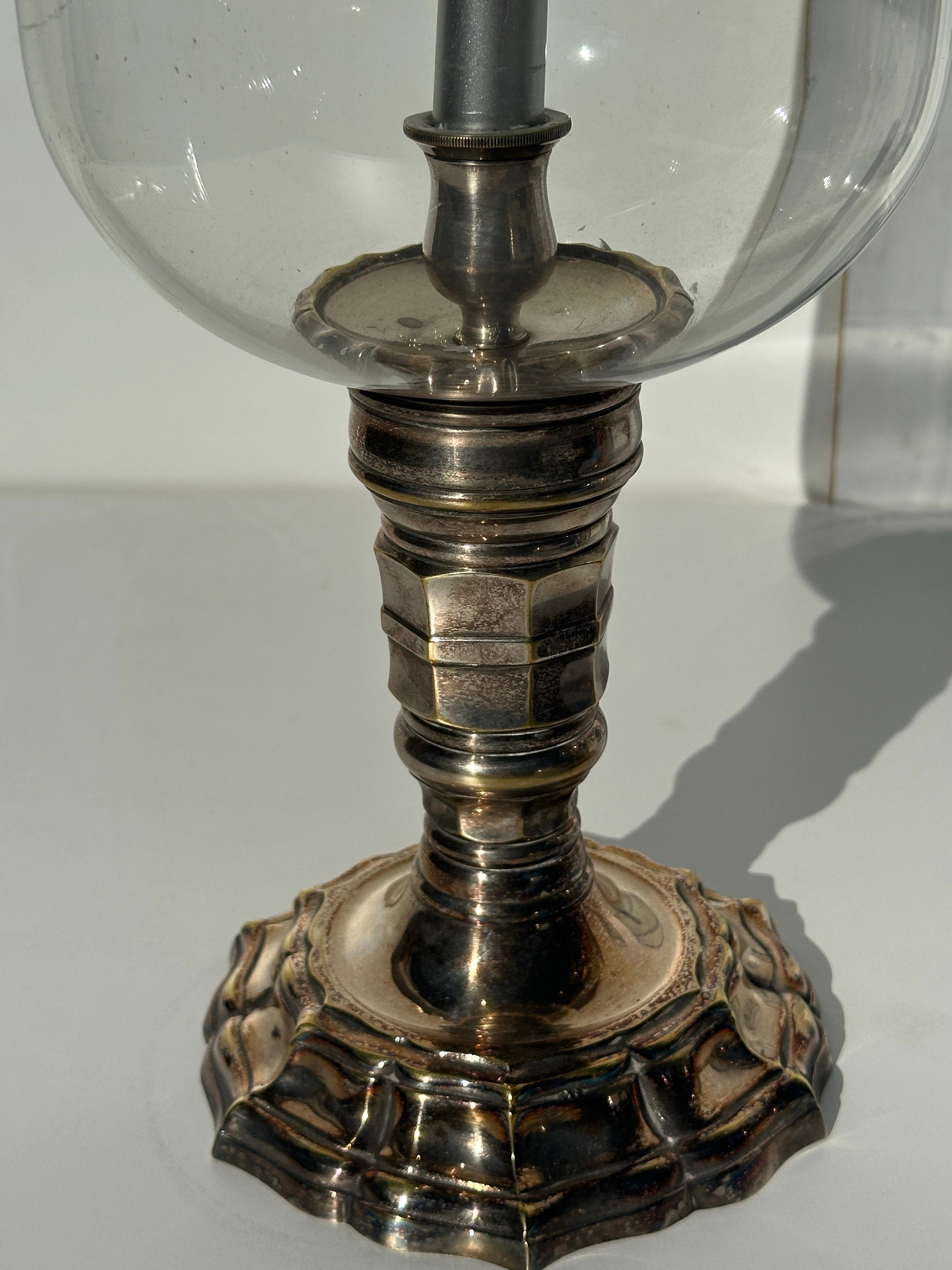 Pair of Silvered Brass Candle Hurricanes 6