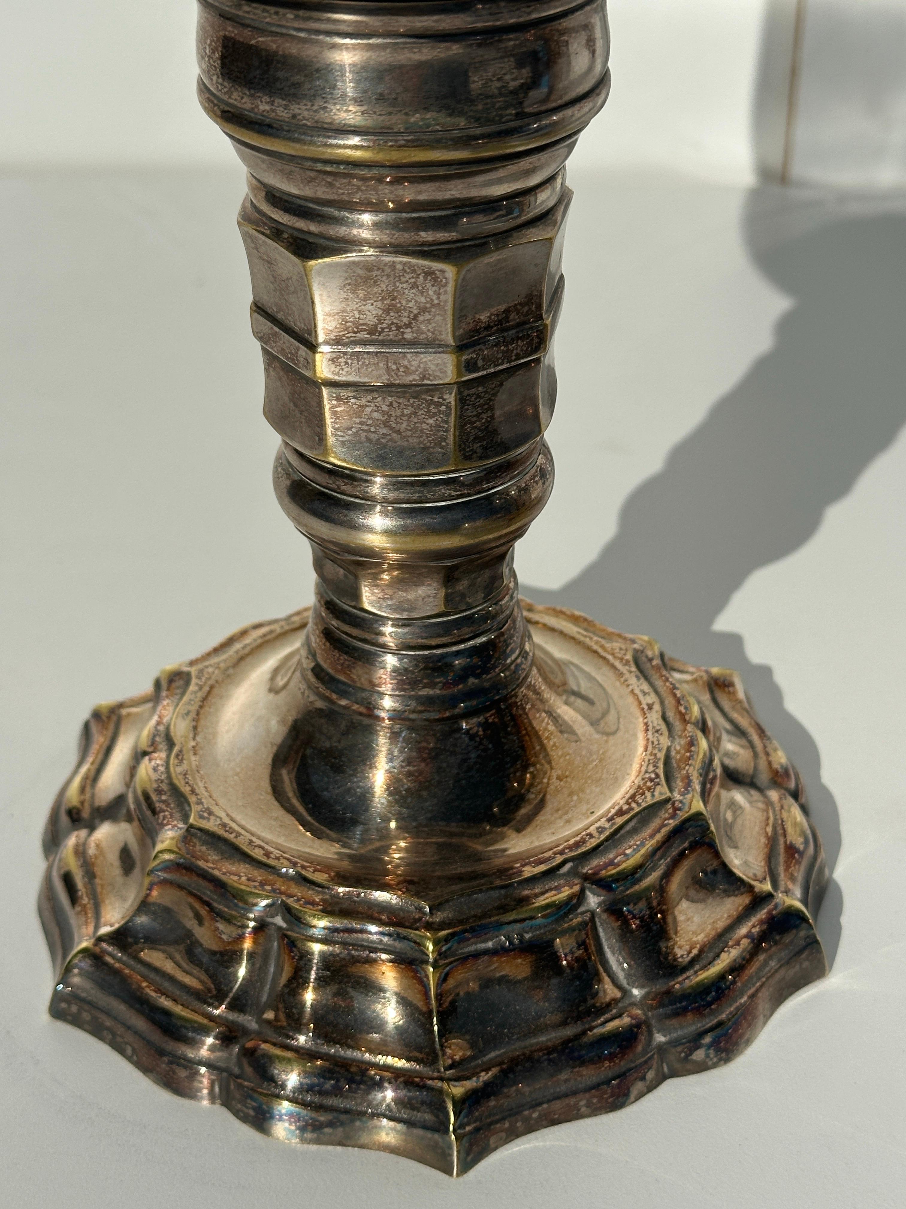 Pair of Silvered Brass Candle Hurricanes 7