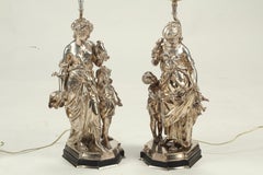 Pair of 19th Century French Silvered Bronze Lamps