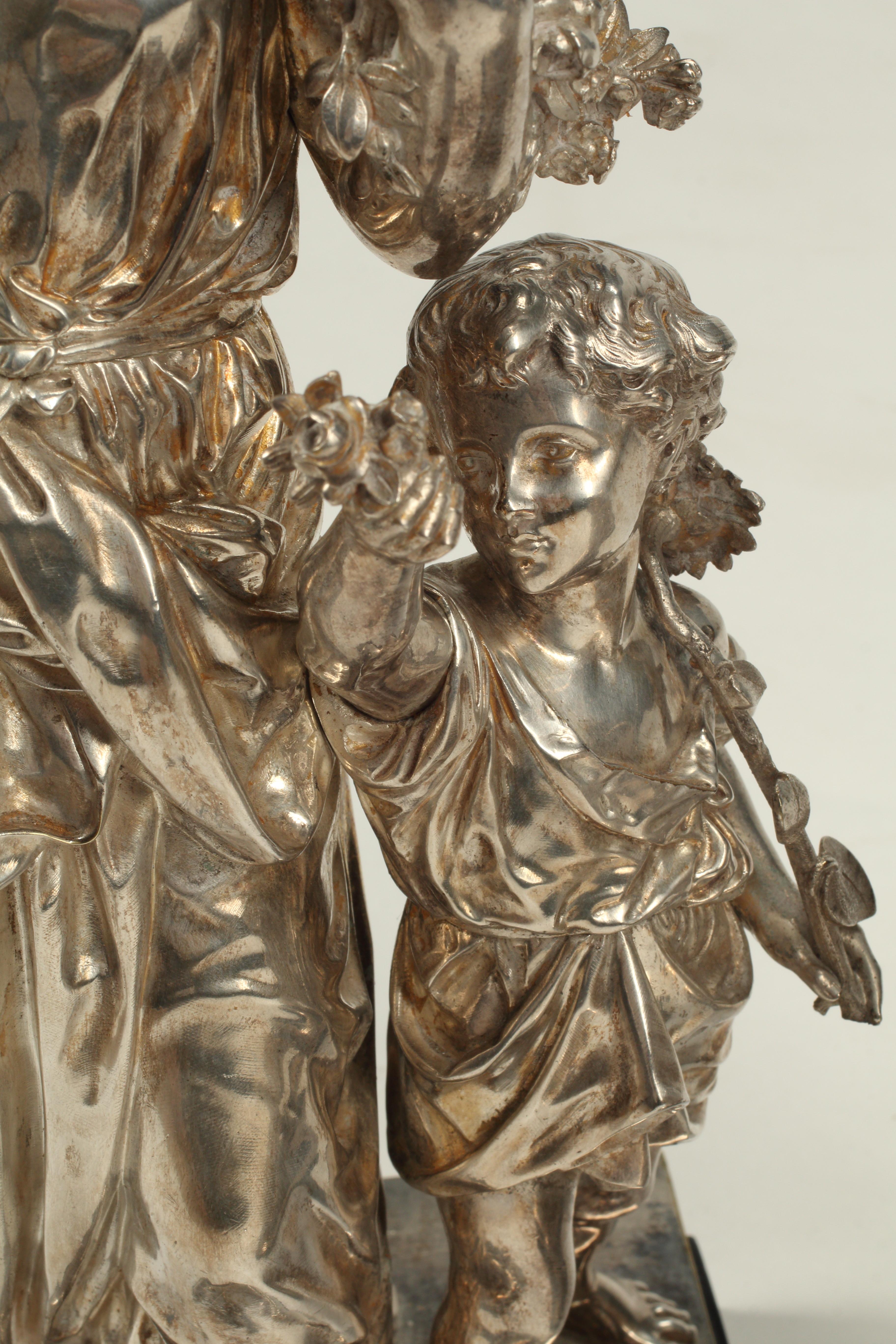 Pair of Silvered Bronze Figural Lamps, 19th Century French In Good Condition For Sale In El Monte, CA