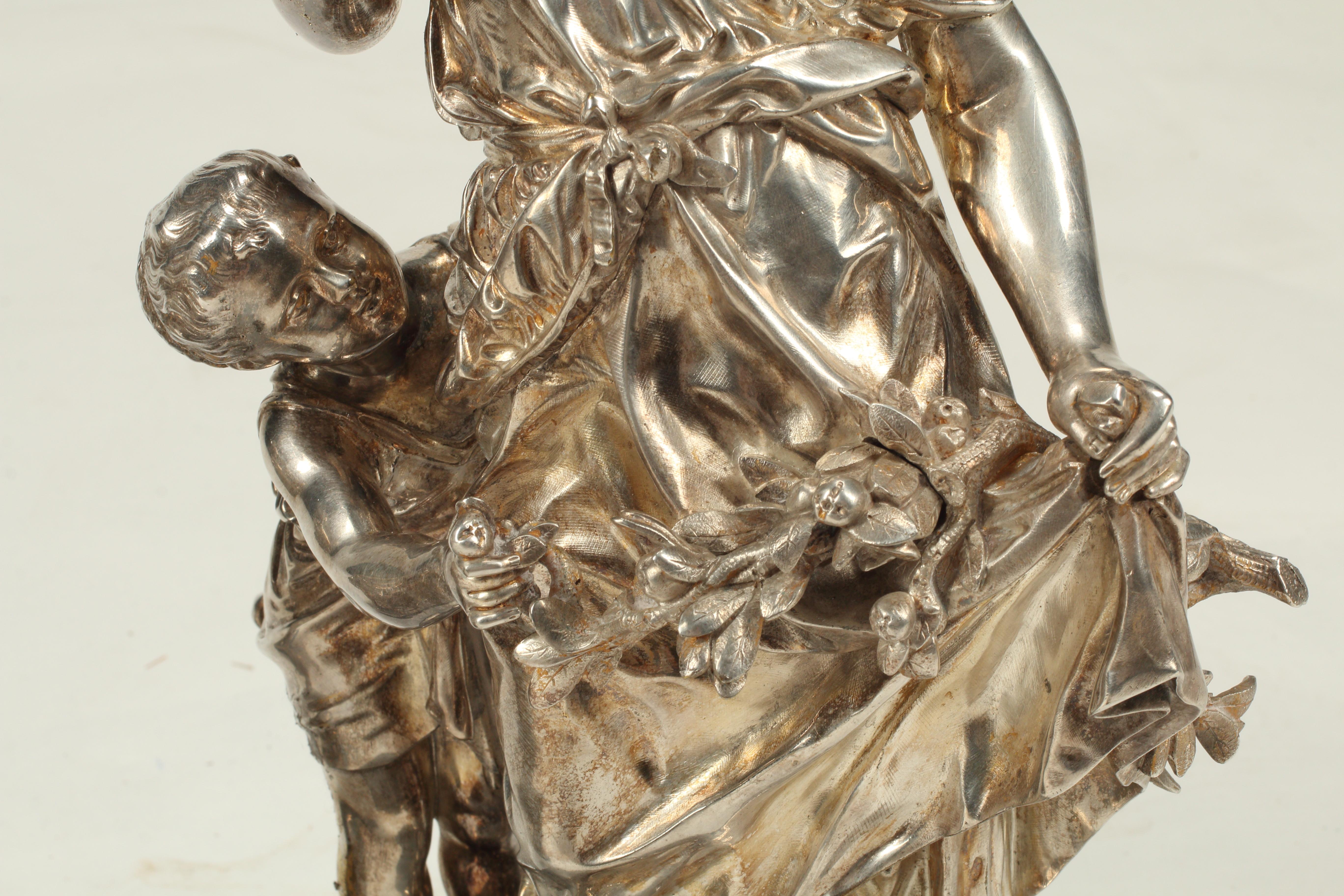 Pair of Silvered Bronze Figural Lamps, 19th Century French For Sale 2
