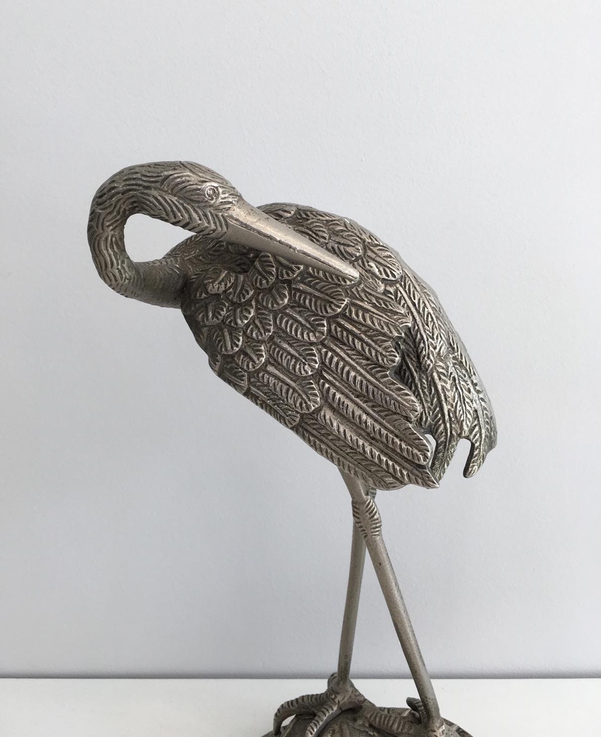 Pair of Silvered Bronze Herons, Attributed to Maison Bagués, circa 1940 For Sale 4
