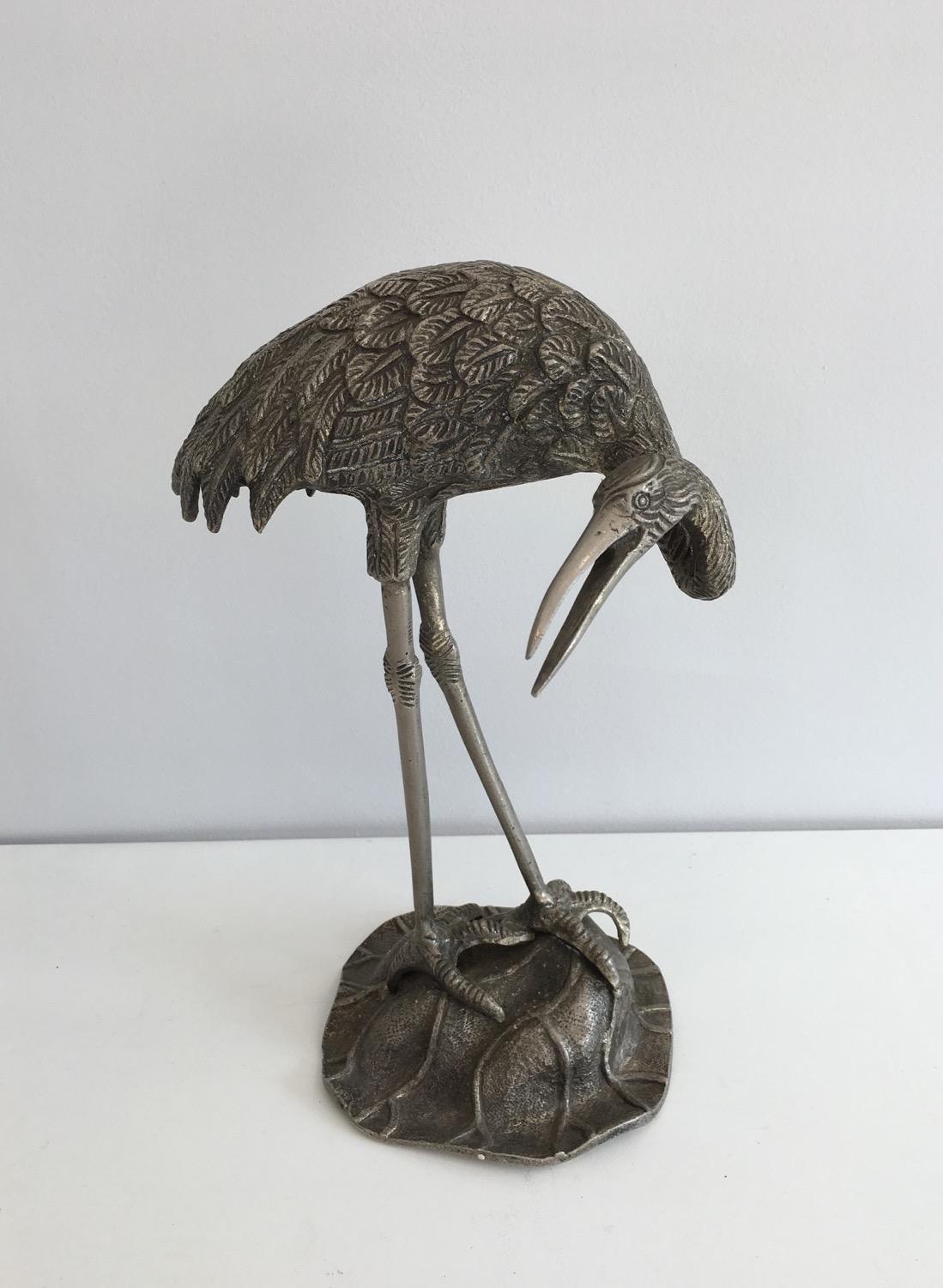Pair of Silvered Bronze Herons, Attributed to Maison Bagués, circa 1940 For Sale 7