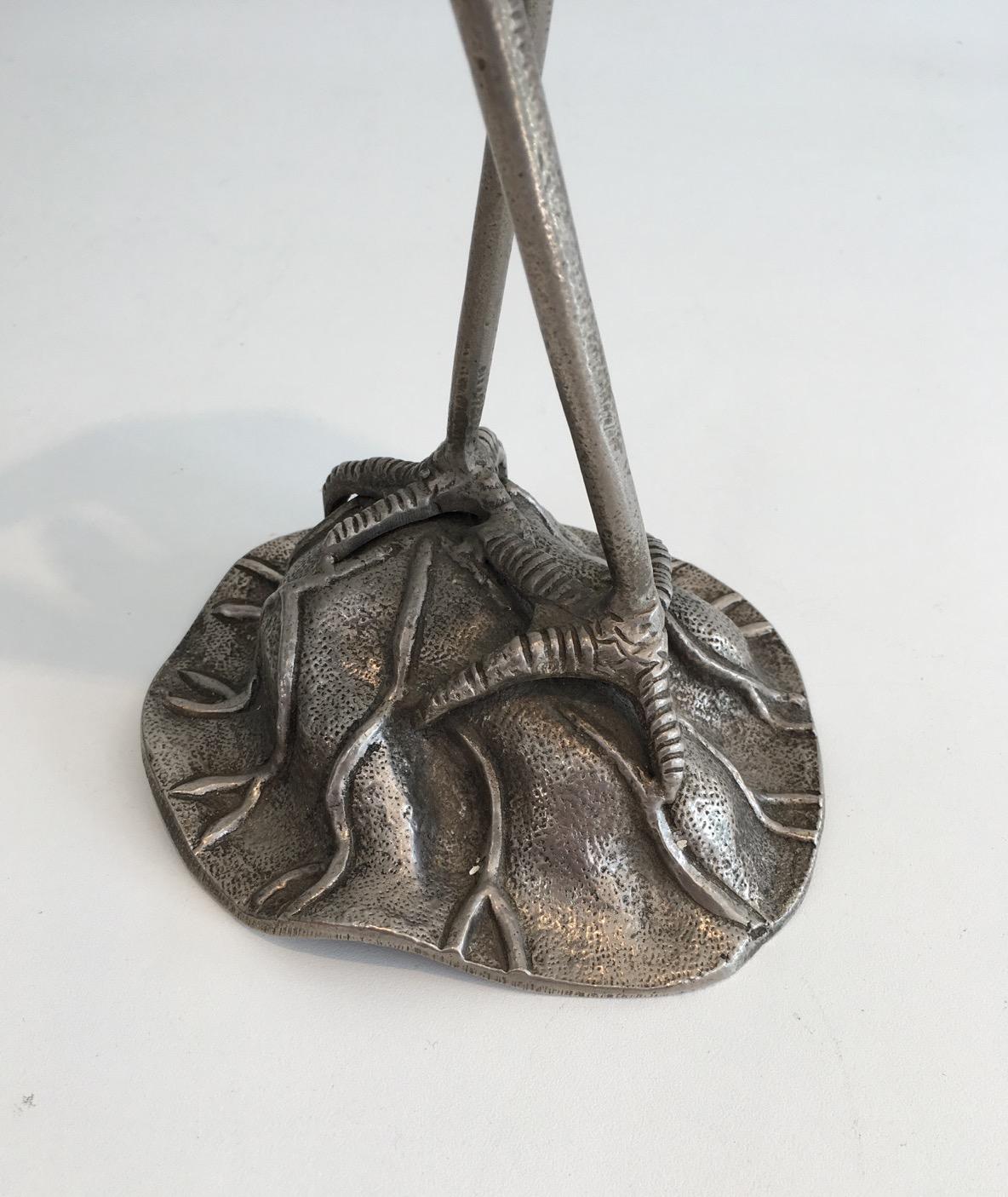 Pair of Silvered Bronze Herons, Attributed to Maison Bagués, circa 1940 For Sale 8