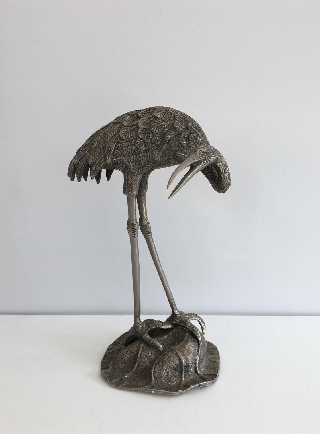 Pair of Silvered Bronze Herons, Attributed to Maison Bagués, circa 1940 For Sale 9