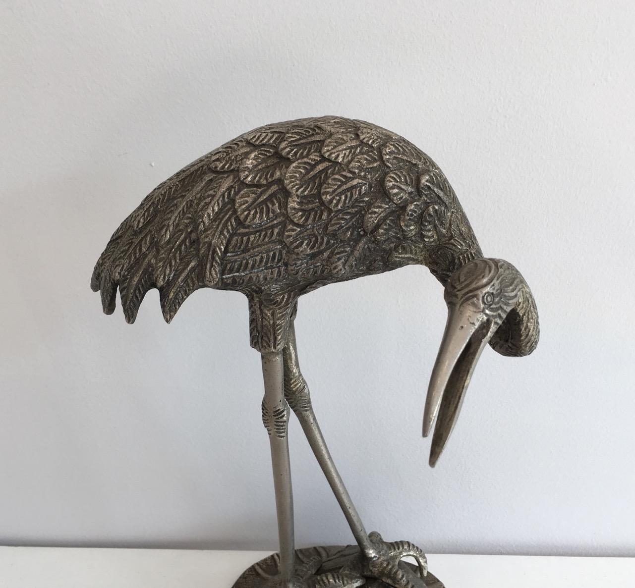 Pair of Silvered Bronze Herons, Attributed to Maison Bagués, circa 1940 For Sale 10