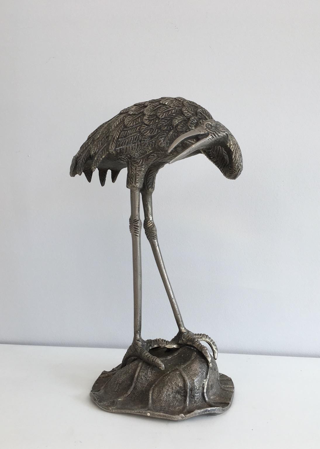 Pair of Silvered Bronze Herons, Attributed to Maison Bagués, circa 1940 For Sale 11