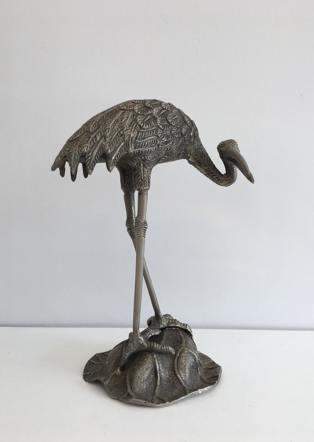 Pair of Silvered Bronze Herons, Attributed to Maison Bagués, circa 1940 For Sale 12