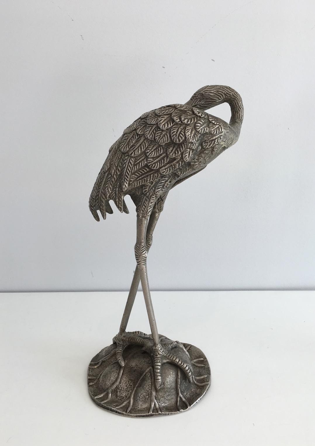 Pair of Silvered Bronze Herons, Attributed to Maison Bagués, circa 1940 For Sale 1