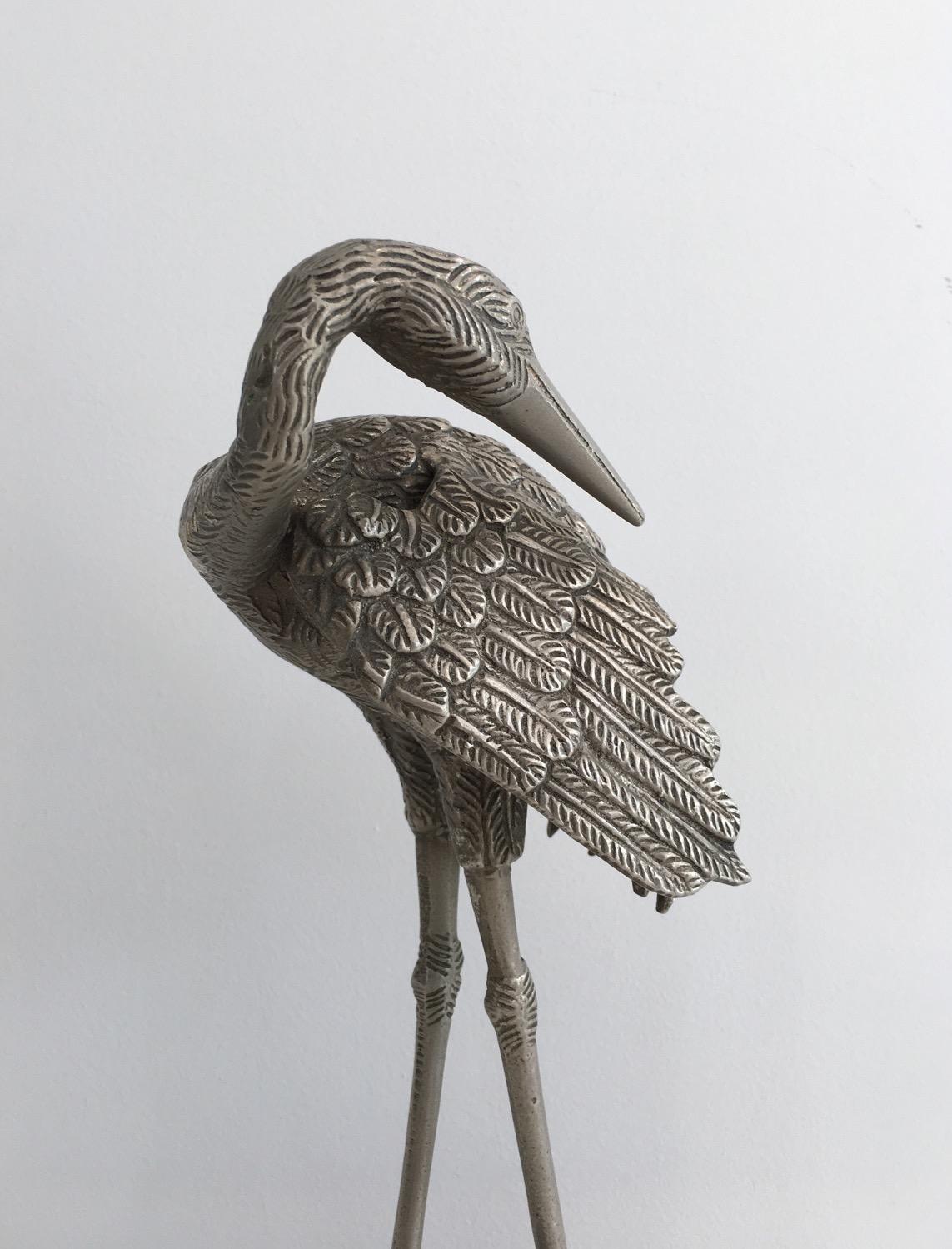 Pair of Silvered Bronze Herons, Attributed to Maison Bagués, circa 1940 For Sale 2