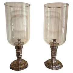 Pair of Silvered Bronze Photophores, 20th Century
