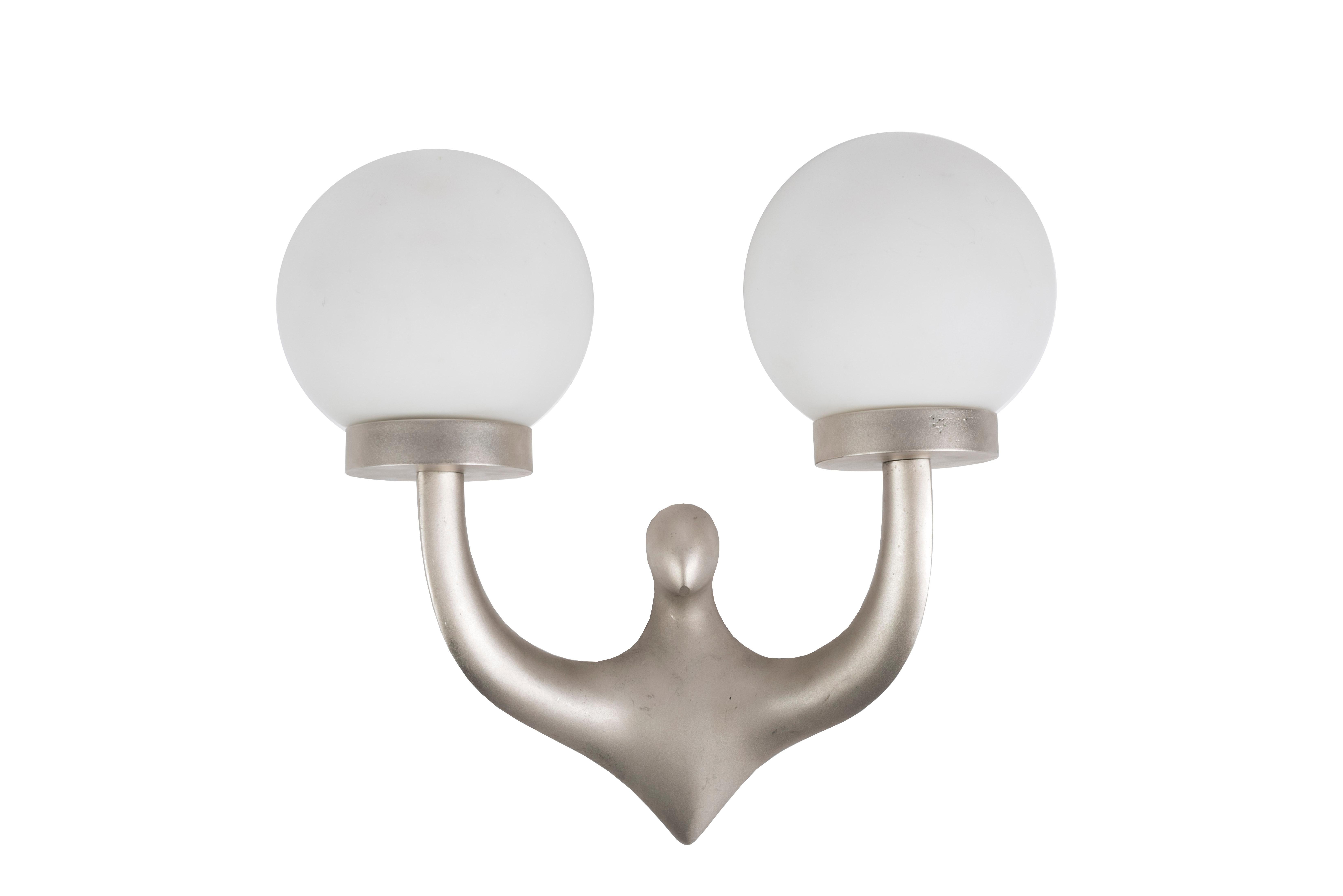 Pair of Silvered Bronze Sconces by Riccardo Scarpa In Good Condition In Bois-Colombes, FR
