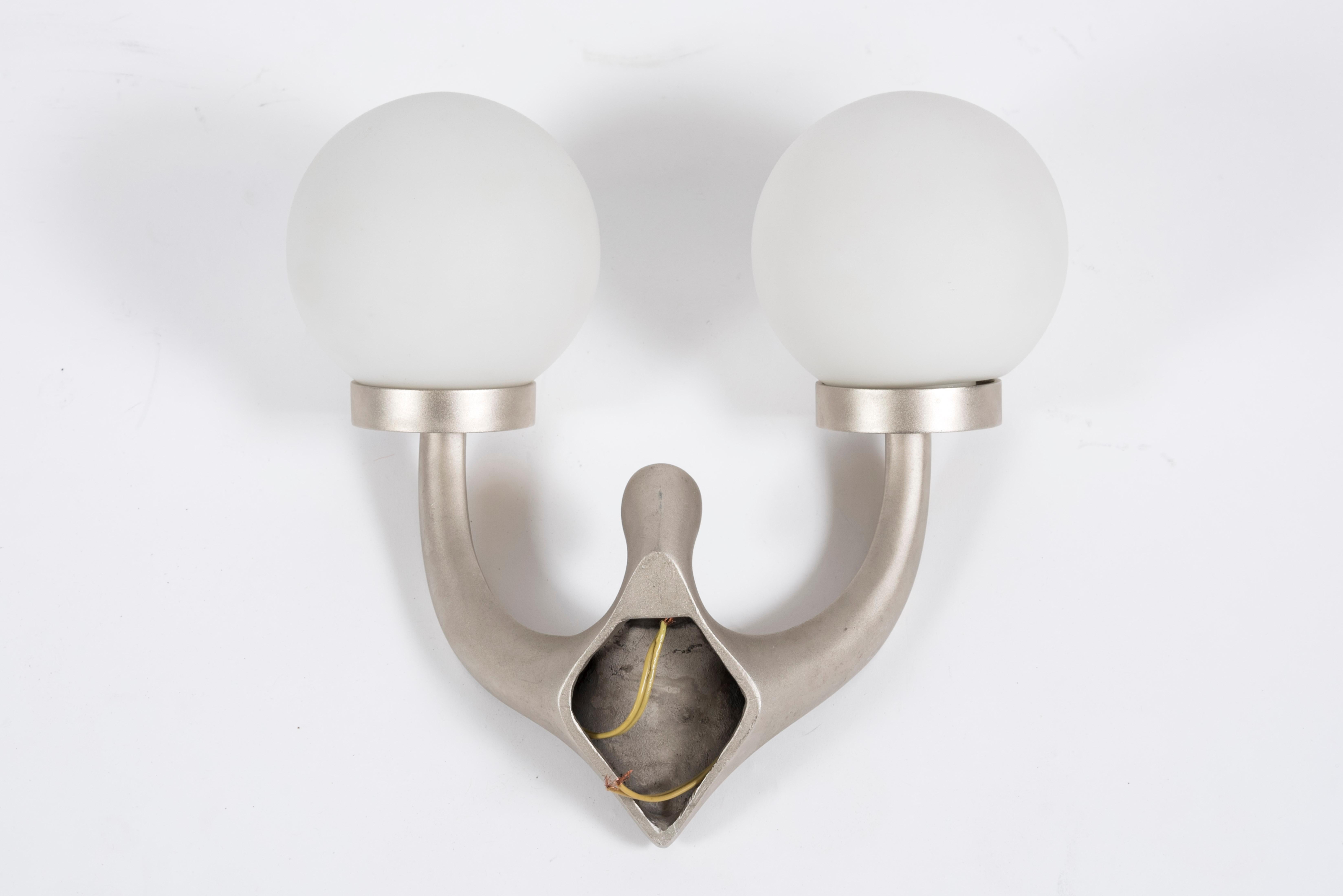 Pair of Silvered Bronze Sconces by Riccardo Scarpa 1