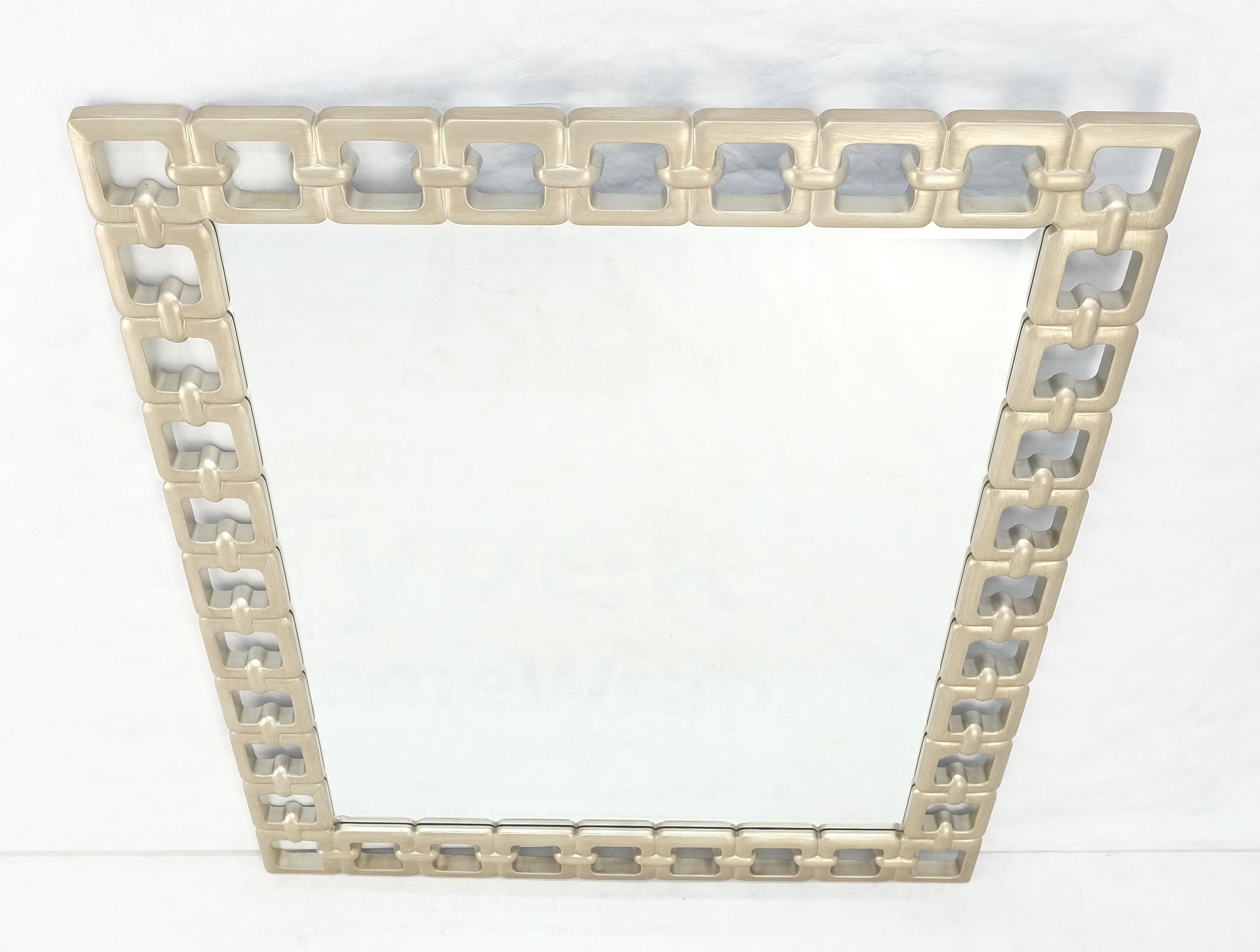Pair of Silvered Chain Link Style Frames Rectangle Decorative Wall Mirrors MINT! For Sale 4