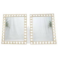 Pair of Silvered Chain Link Style Frames Rectangle Decorative Wall Mirrors MINT!