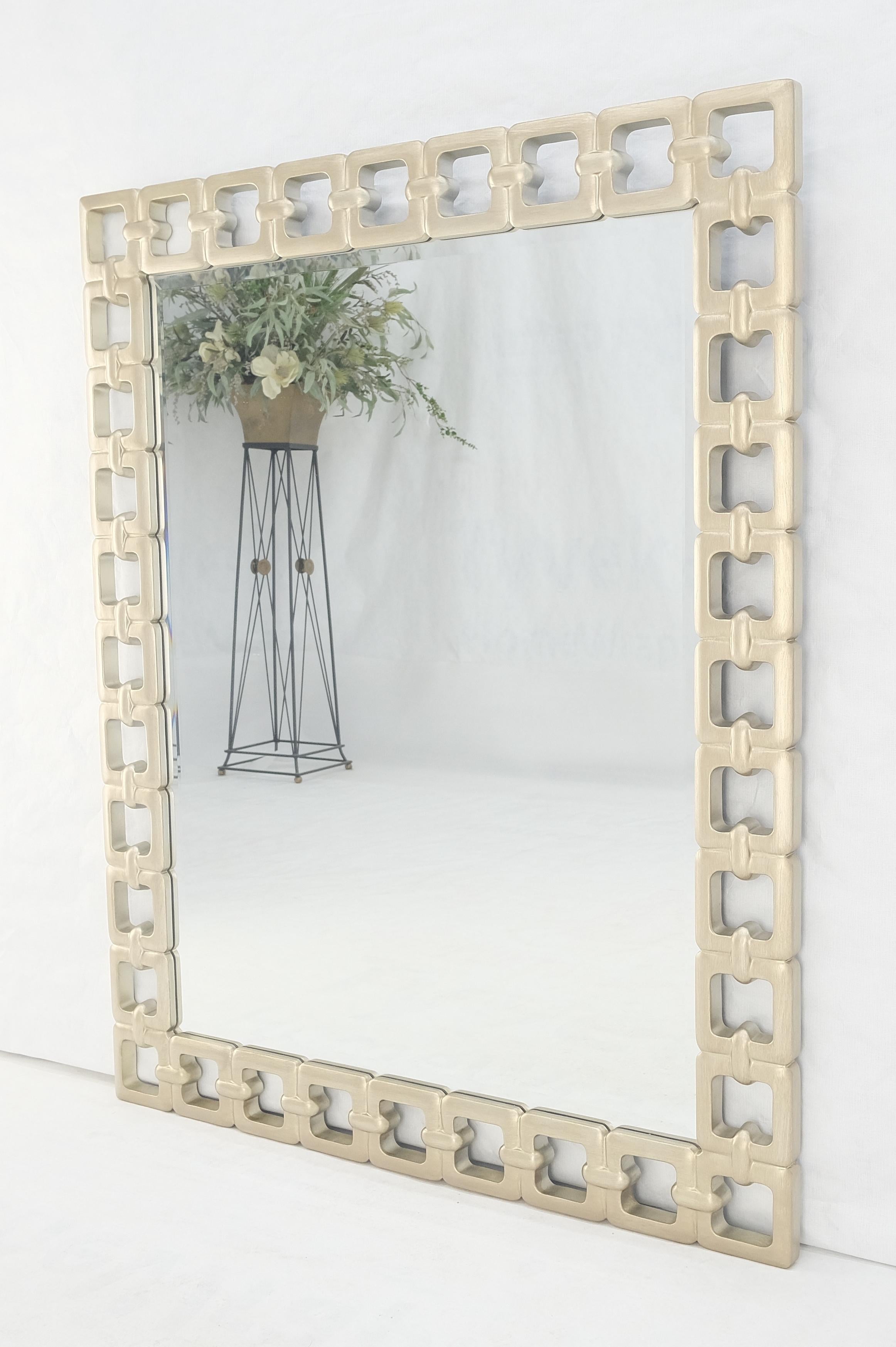 Pair of Silvered Chain Link Style Frames Rectangle Decorative Wall Mirrors MINT! For Sale 1