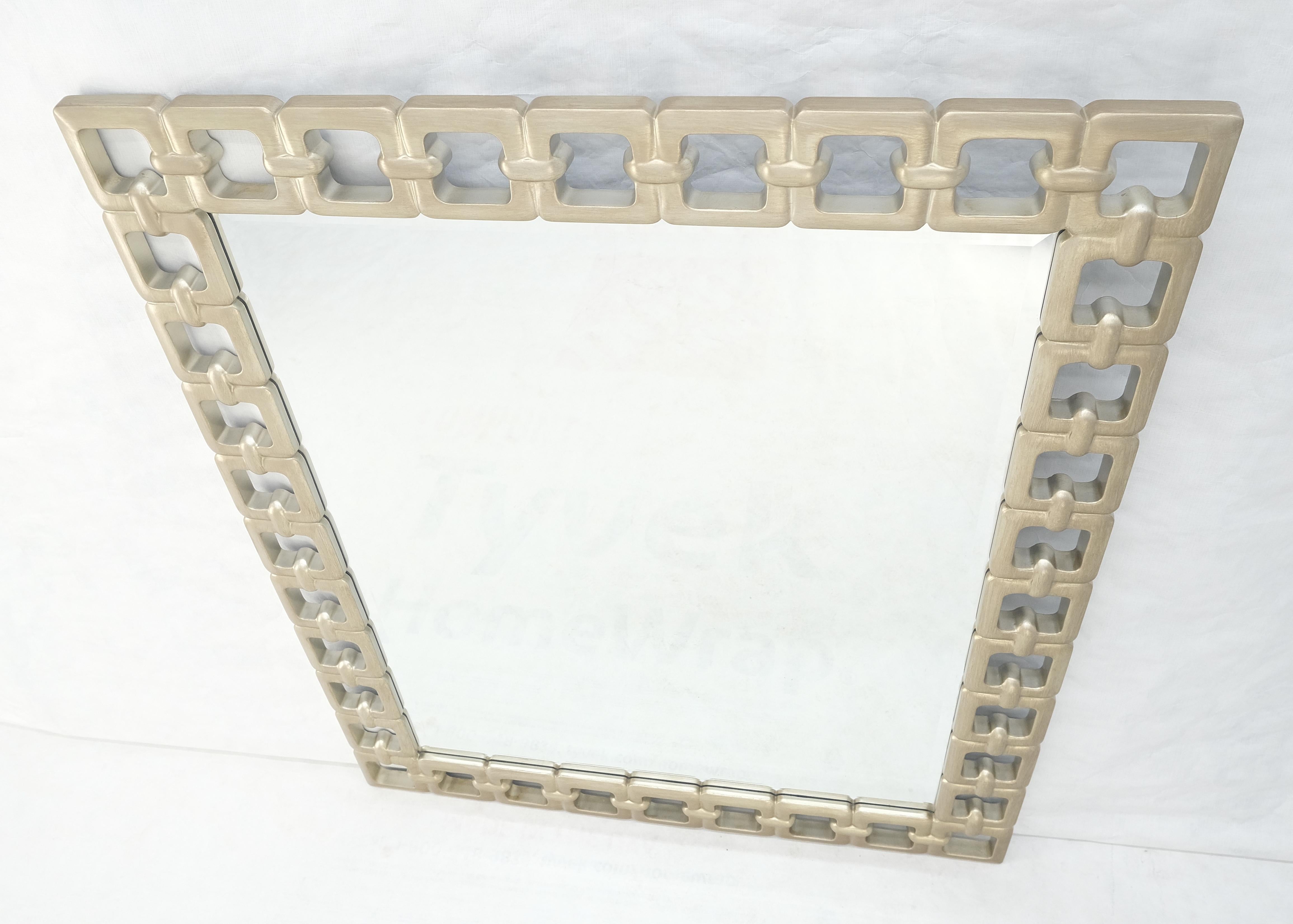 Pair of Silvered Chain Link Style Frames Rectangle Decorative Wall Mirrors MINT! For Sale 3