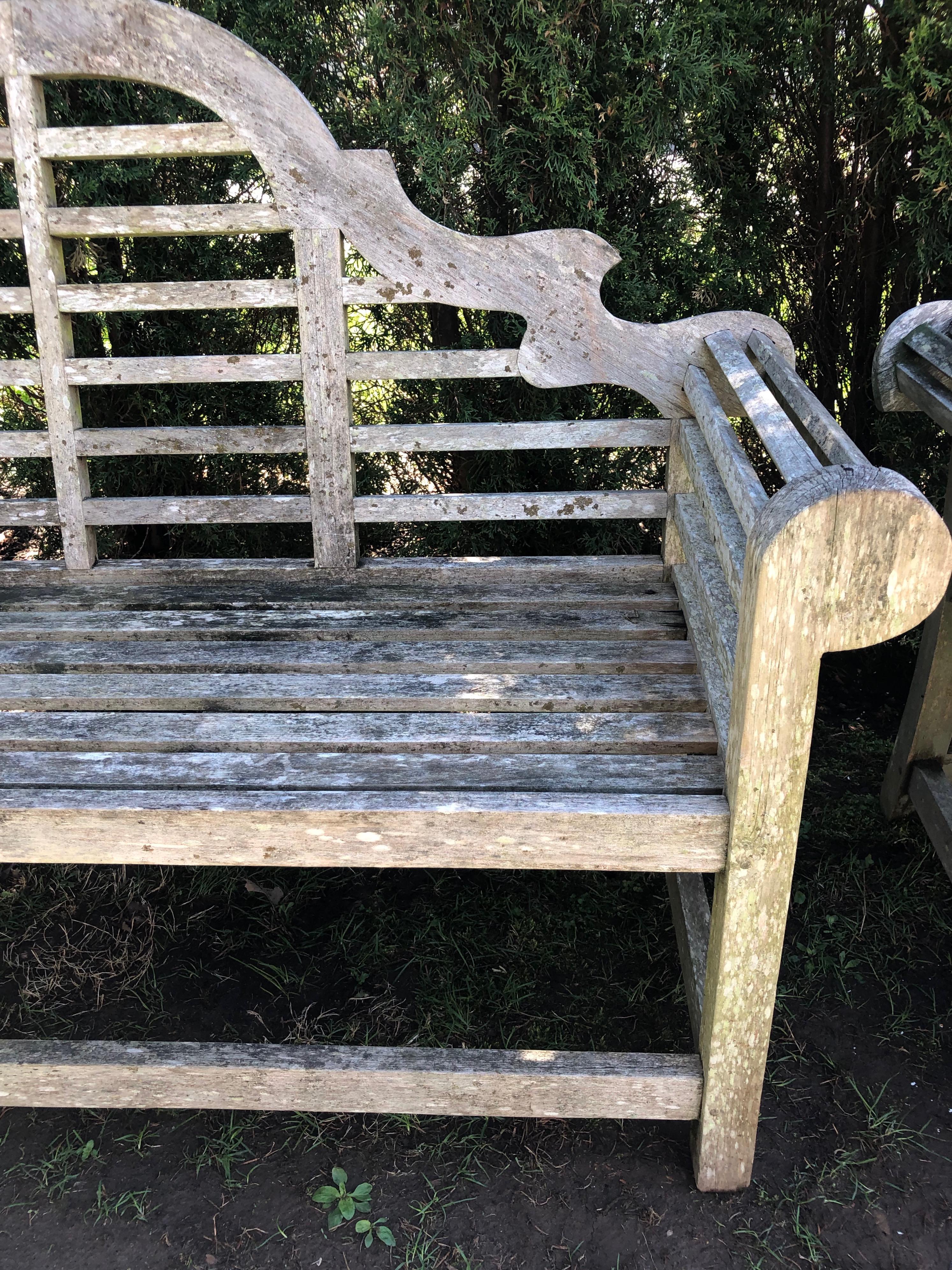 Pair of Silvered English Lutyens-Style Bench in Teak 7