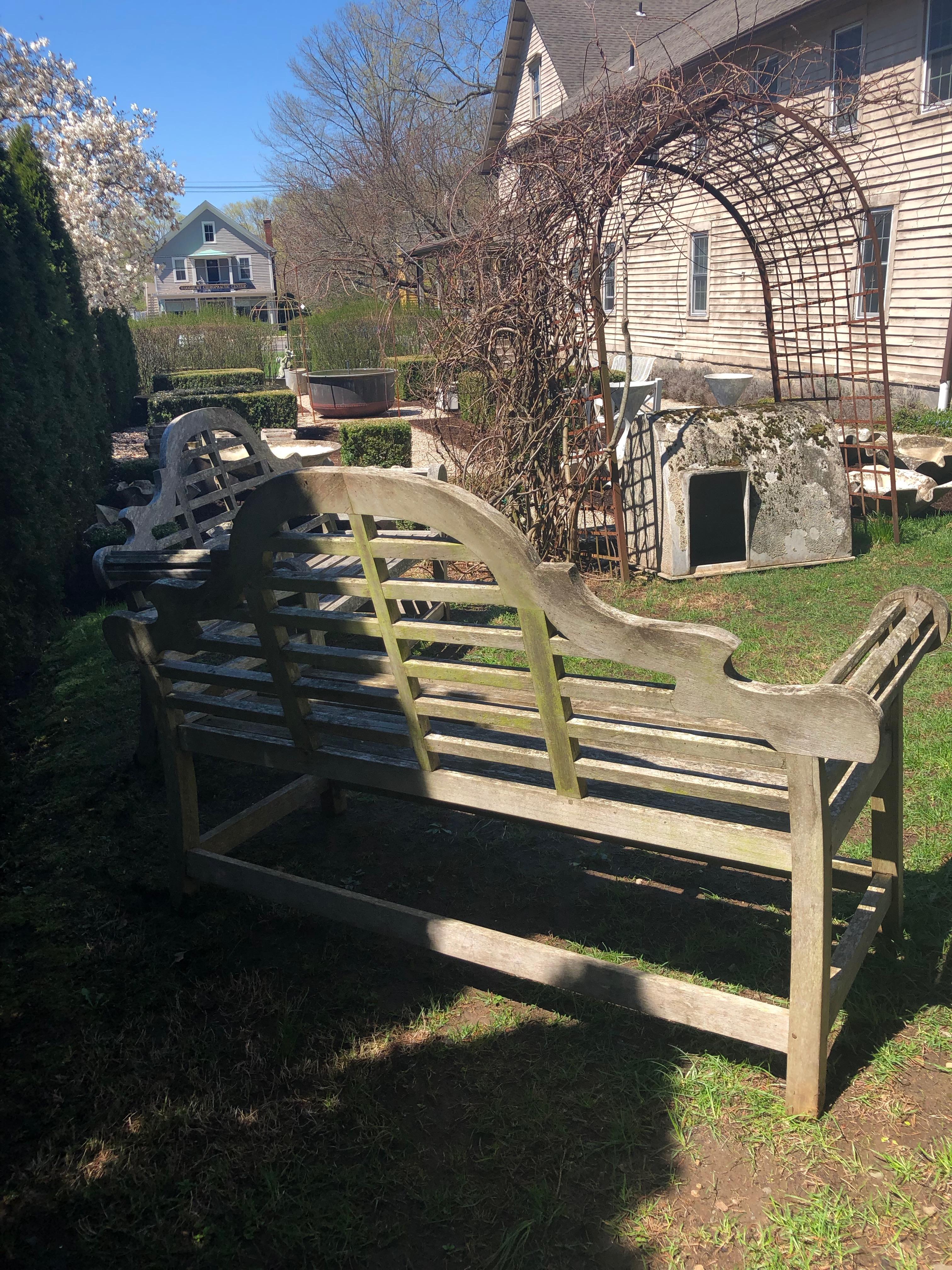 Pair of Silvered English Lutyens-Style Bench in Teak 14