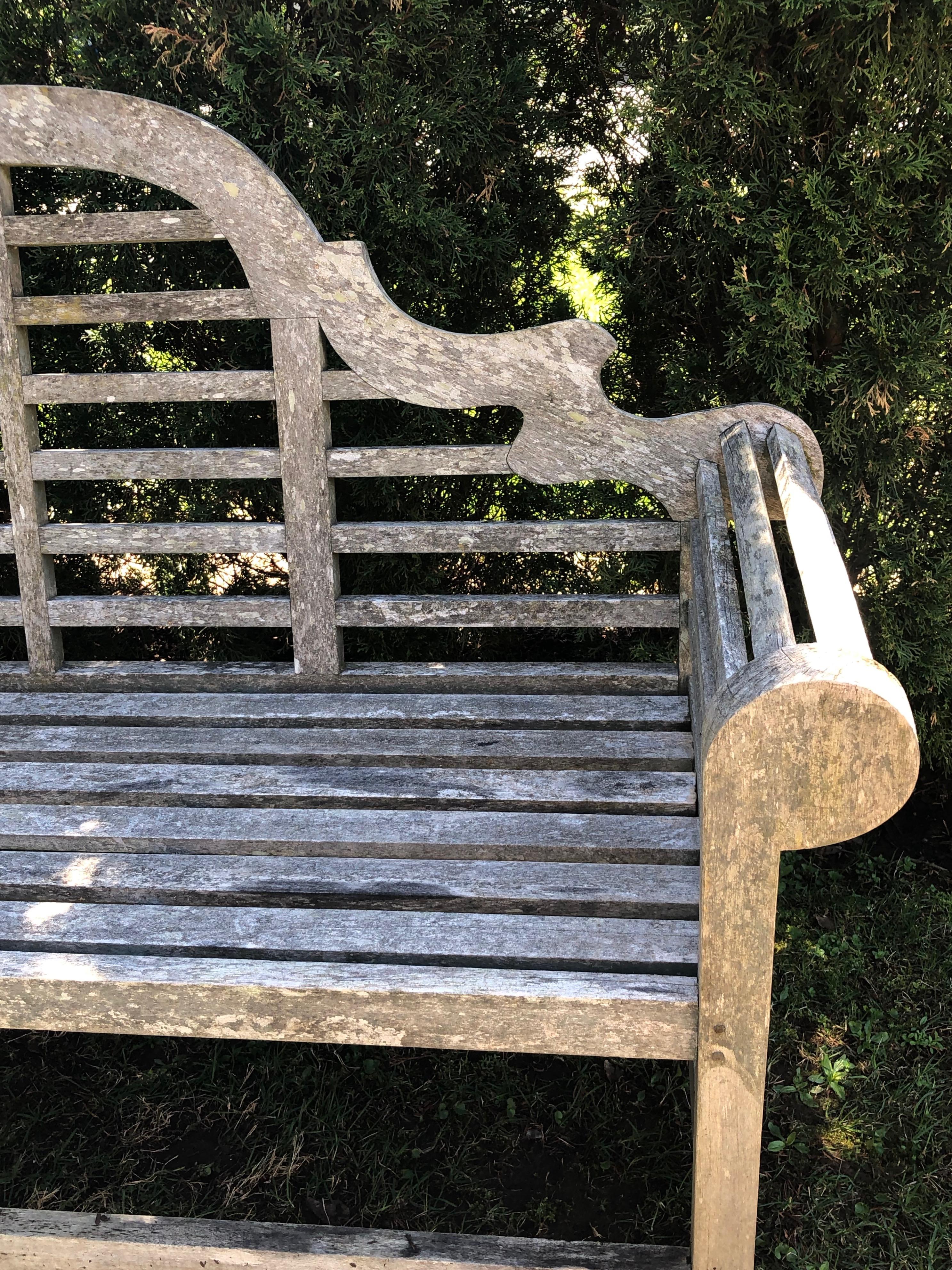 20th Century Pair of Silvered English Lutyens-Style Bench in Teak