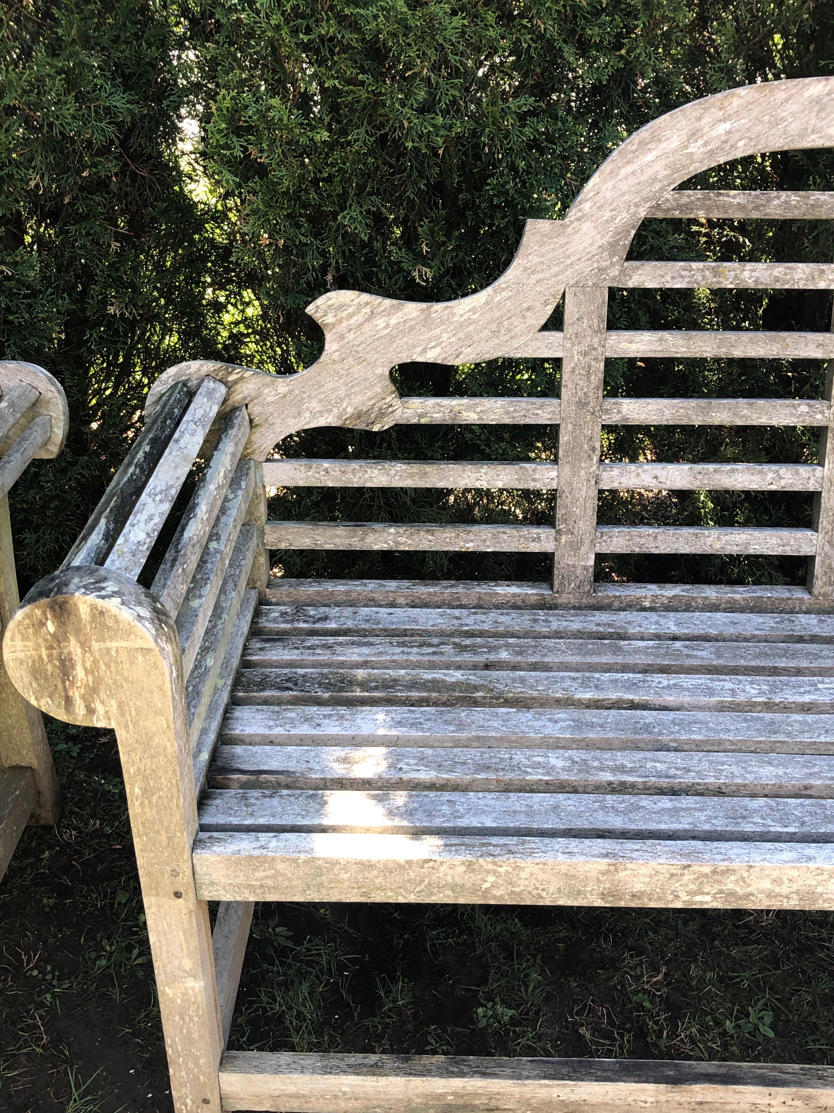 Pair of Silvered English Lutyens-Style Bench in Teak 2