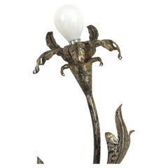 Paire d'appliques murales à fleurs argentées, Hollywood Regency