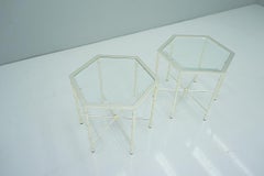 Pair of Silvered Hexagonal Side Tables, 1970s