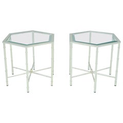 Pair of Silvered Hexagonal Side Tables, 1970s