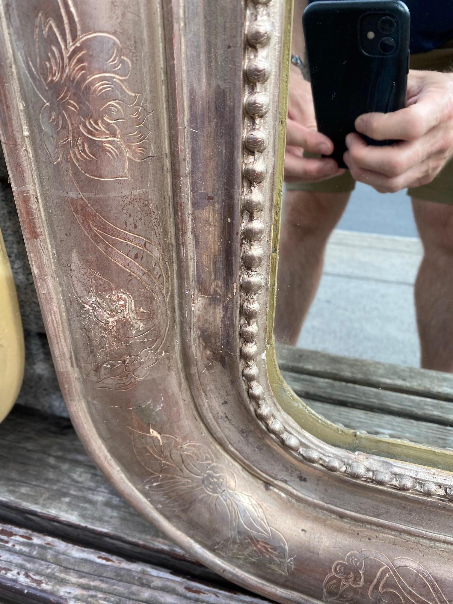 Pair of Silvered Leaf Louis Philippe Style Mirrors For Sale 4