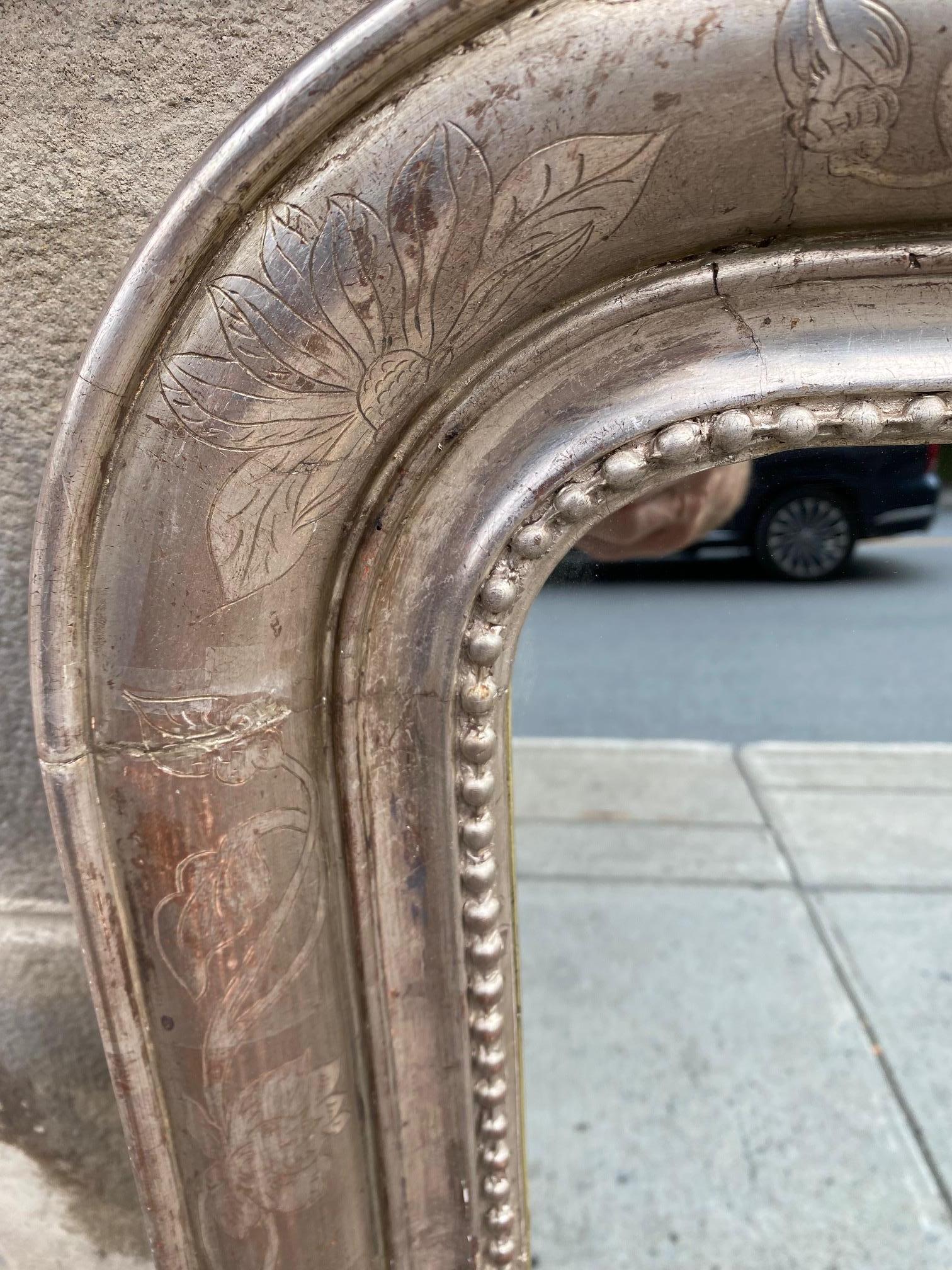 Pair of Silvered Leaf Louis Philippe Style Mirrors For Sale 6