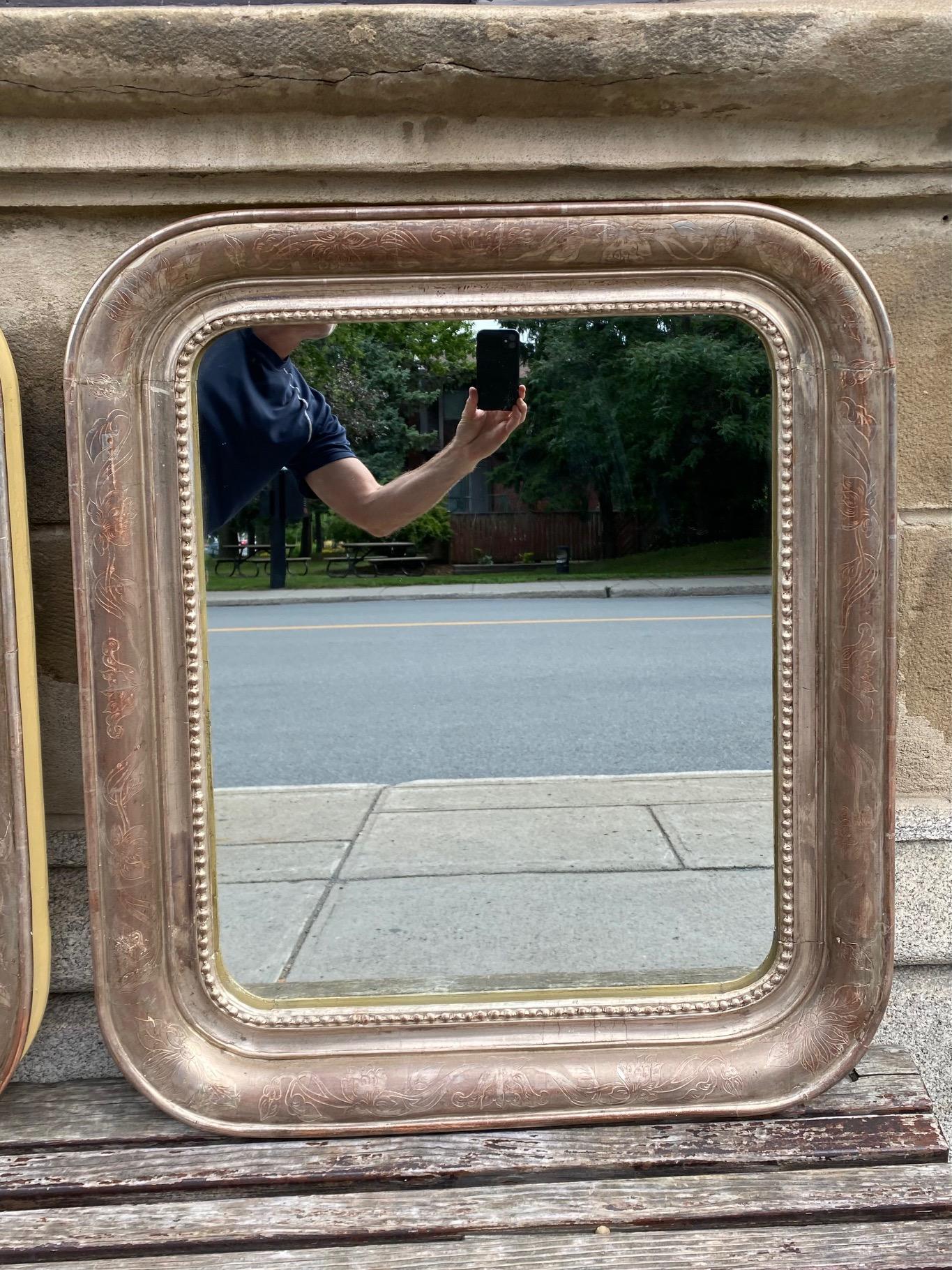 Late 19th Century Pair of Silvered Leaf Louis Philippe Style Mirrors For Sale