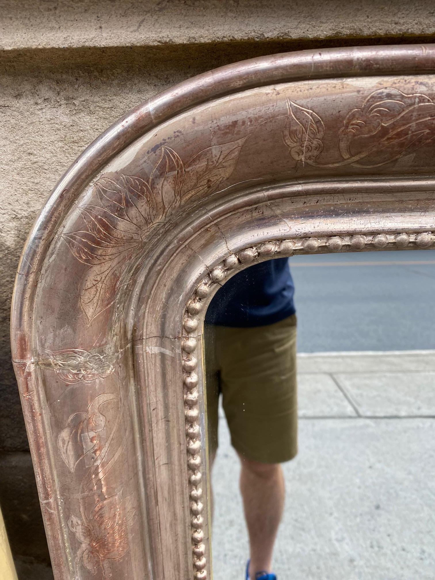 Pair of Silvered Leaf Louis Philippe Style Mirrors For Sale 1